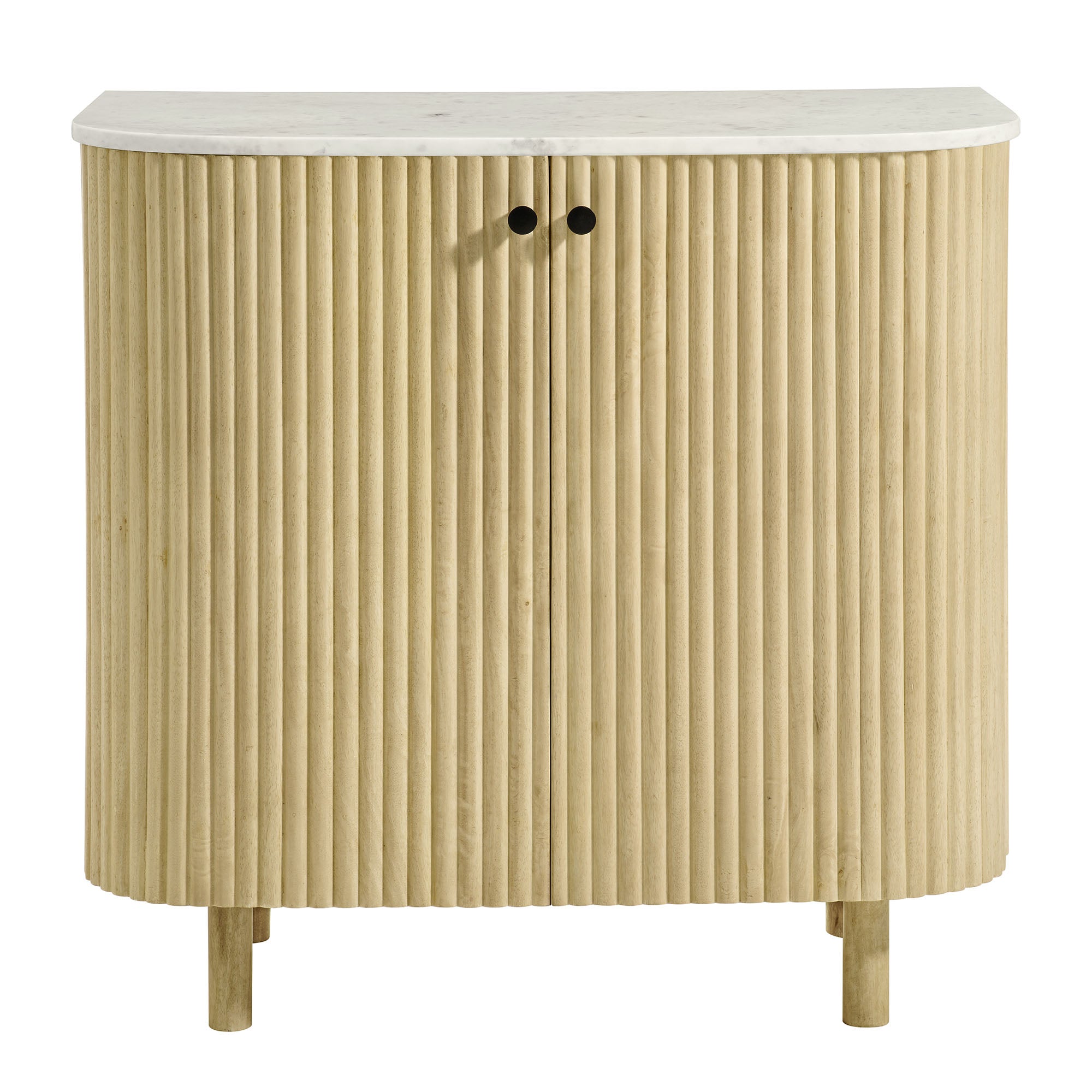 Caldera 33" Curved Solid Wood and Marble Accent Storage Cabinet by Modway