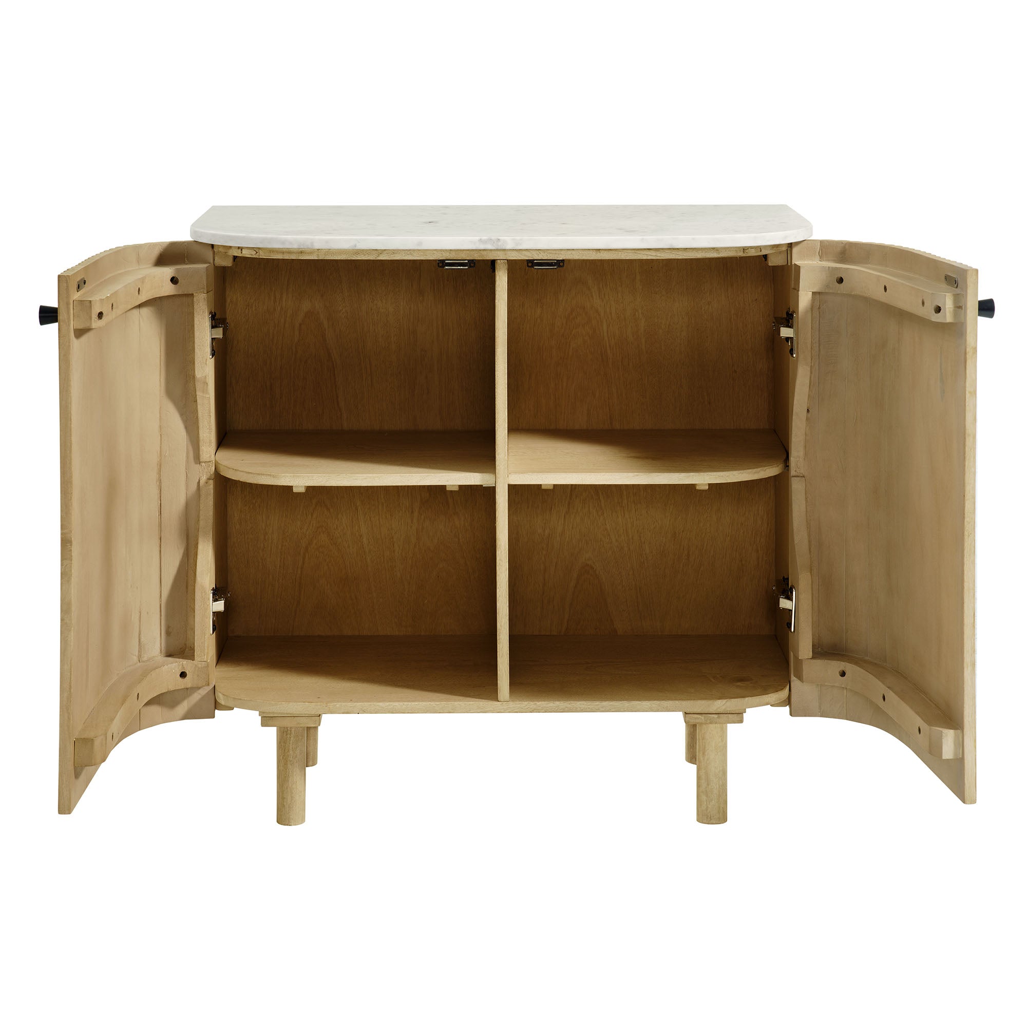Caldera 33" Curved Solid Wood and Marble Accent Storage Cabinet by Modway