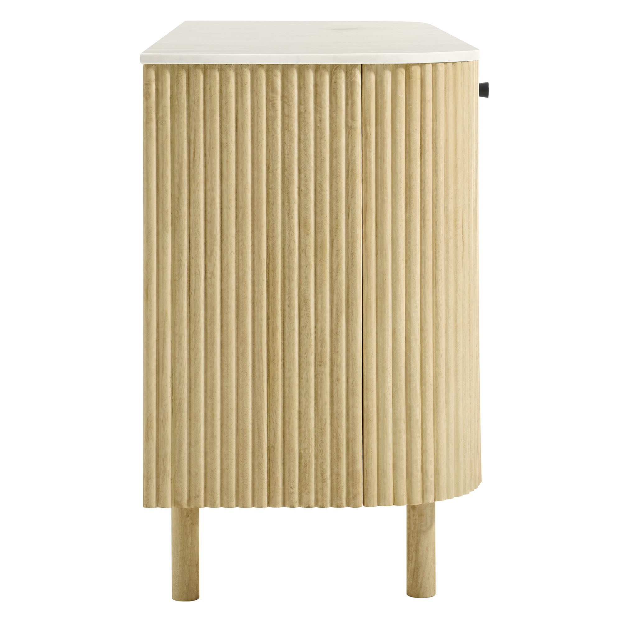 Caldera 60" Curved Solid Wood and Marble Sideboard Storage Cabinet by Modway