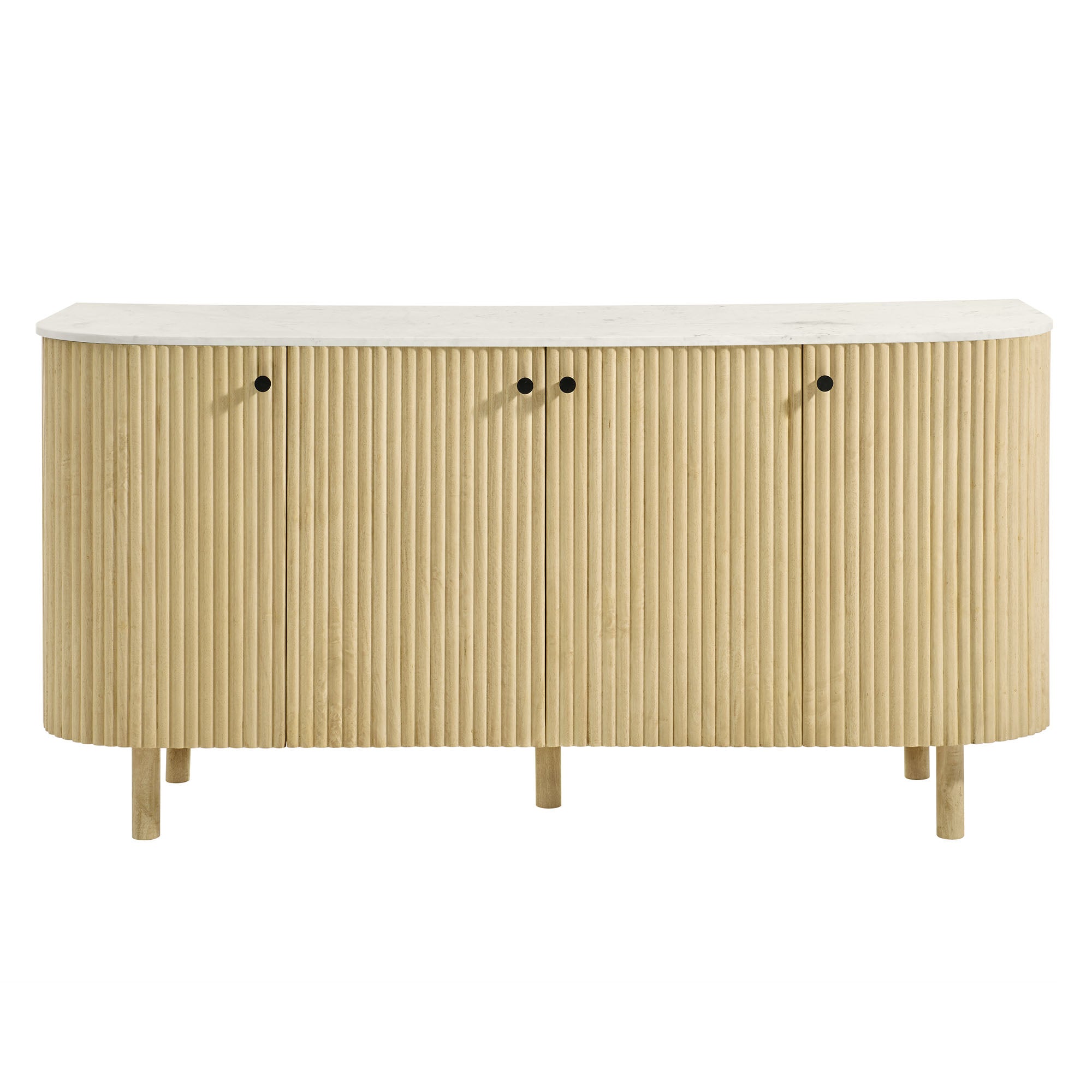 Caldera 60" Curved Solid Wood and Marble Sideboard Storage Cabinet by Modway