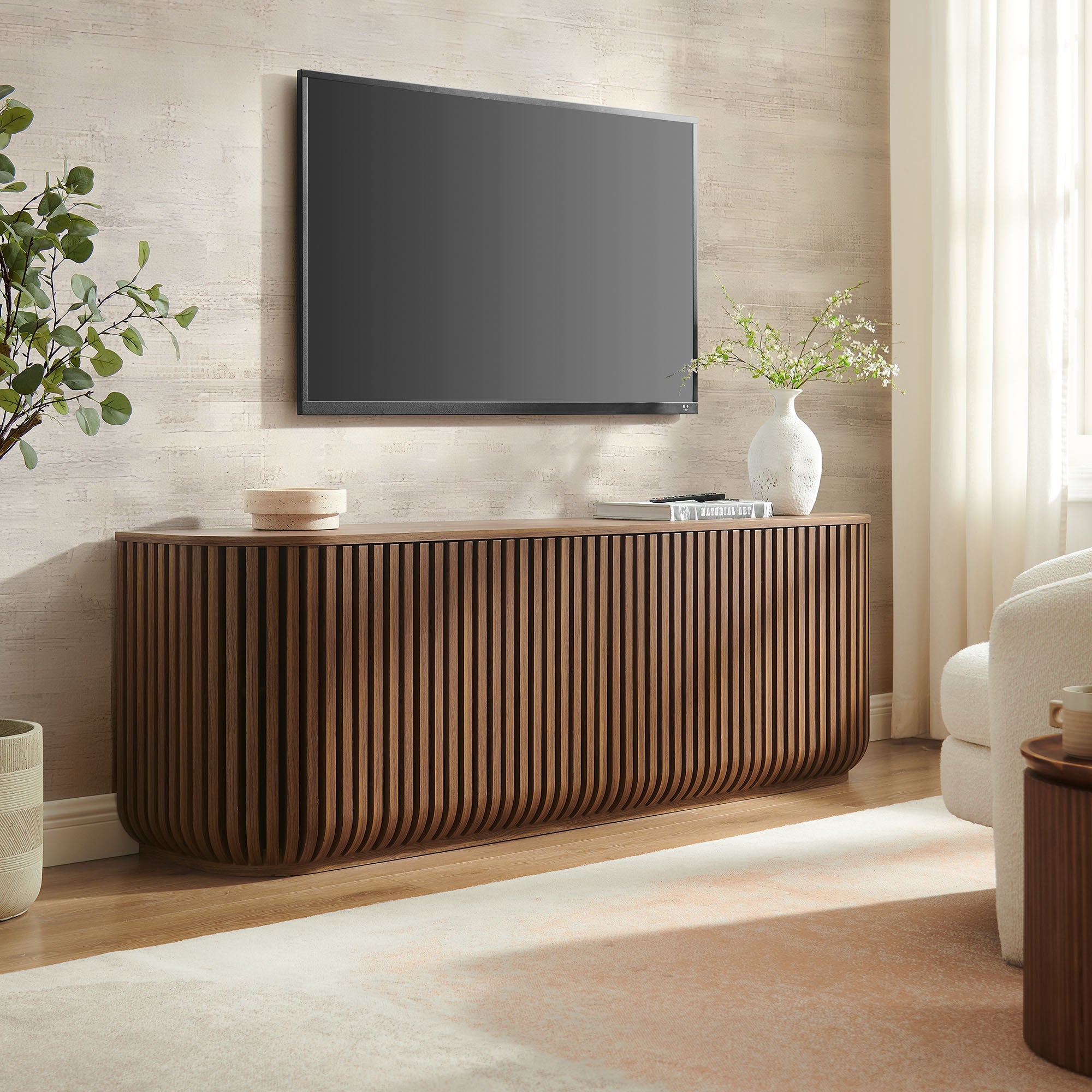Fortitude 75" Curved Sideboard Storage Cabinet