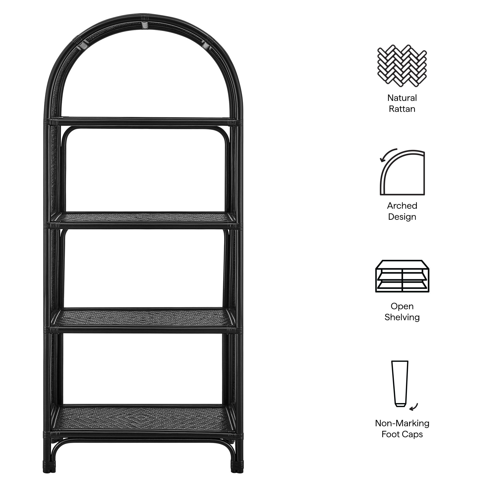 Celeste 67 Inch Tall Arched Natural Rattan Bookshelf by Modway