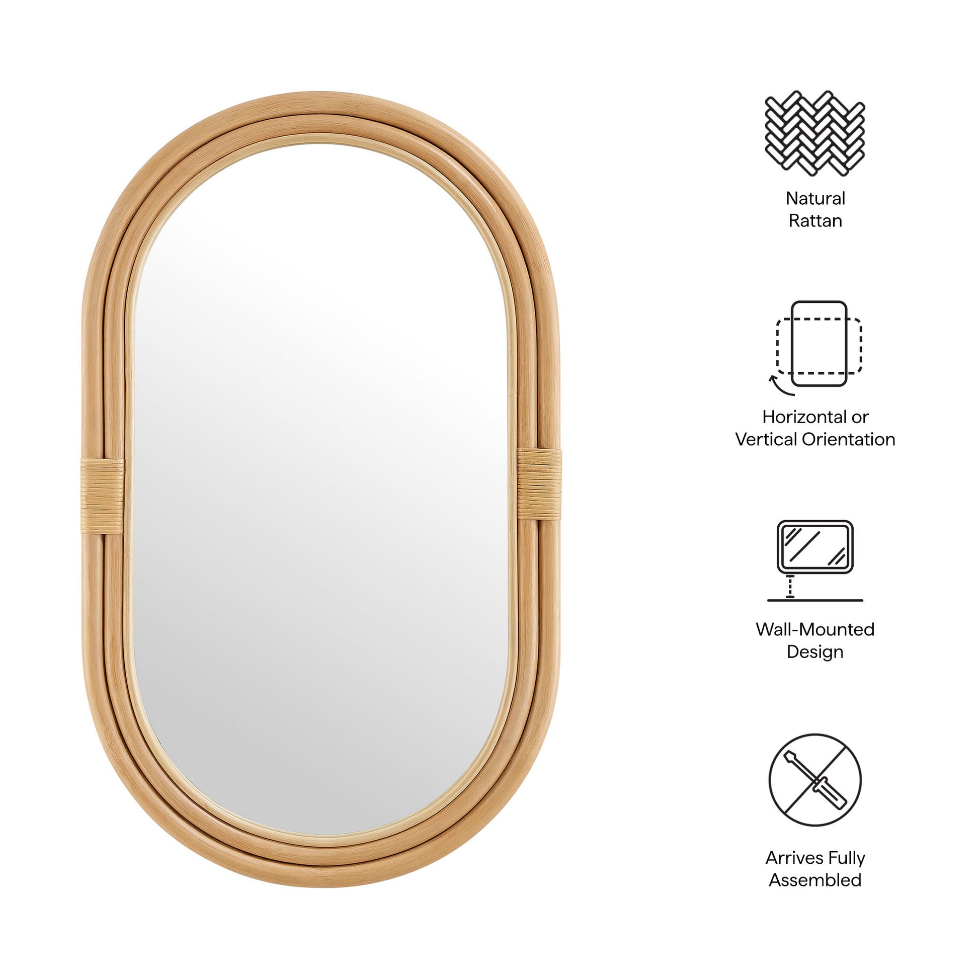 Corsica Oval Rattan Wall Mirror by Modway - Best Buy Furniture
