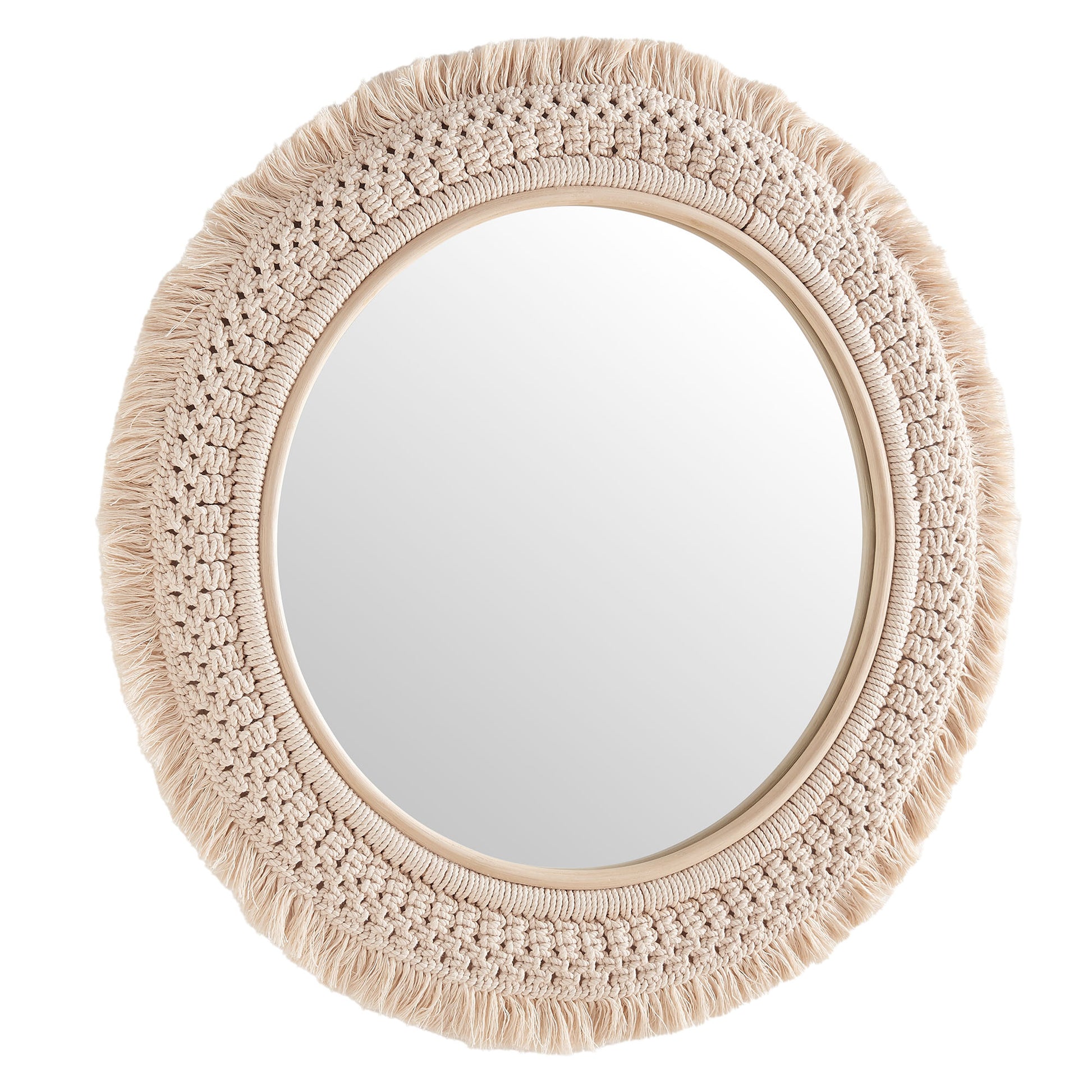 Jade Round Rattan Macrame Wall Mirror by Modway - Best Buy Furniture