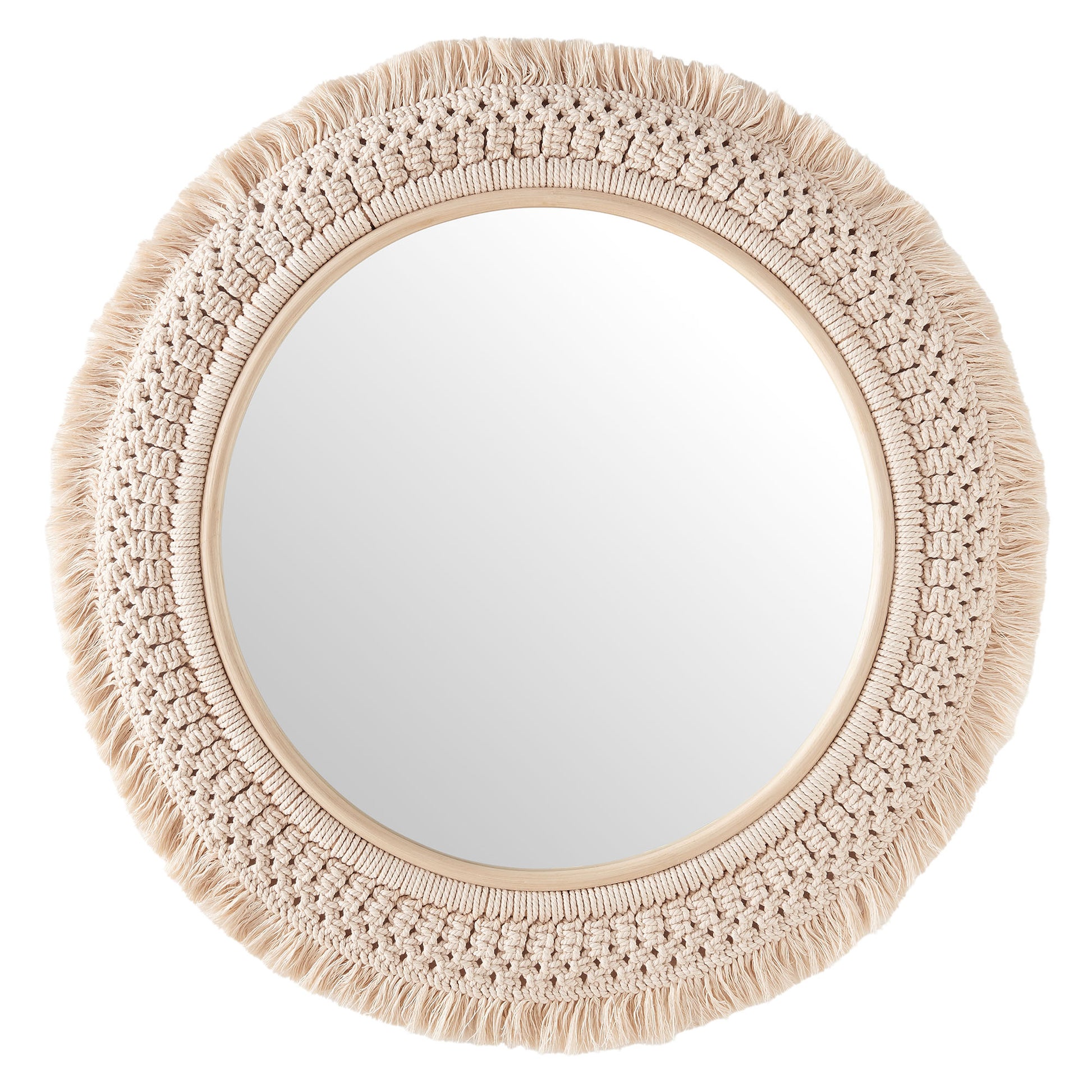 Jade Round Rattan Macrame Wall Mirror by Modway - Best Buy Furniture
