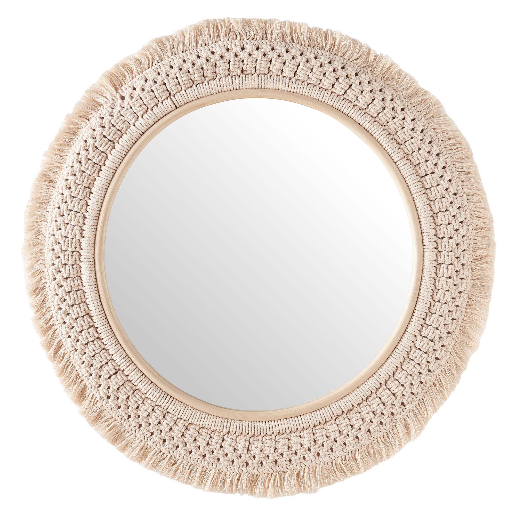 Jade Round Rattan Macrame Wall Mirror by Modway - Best Buy Furniture