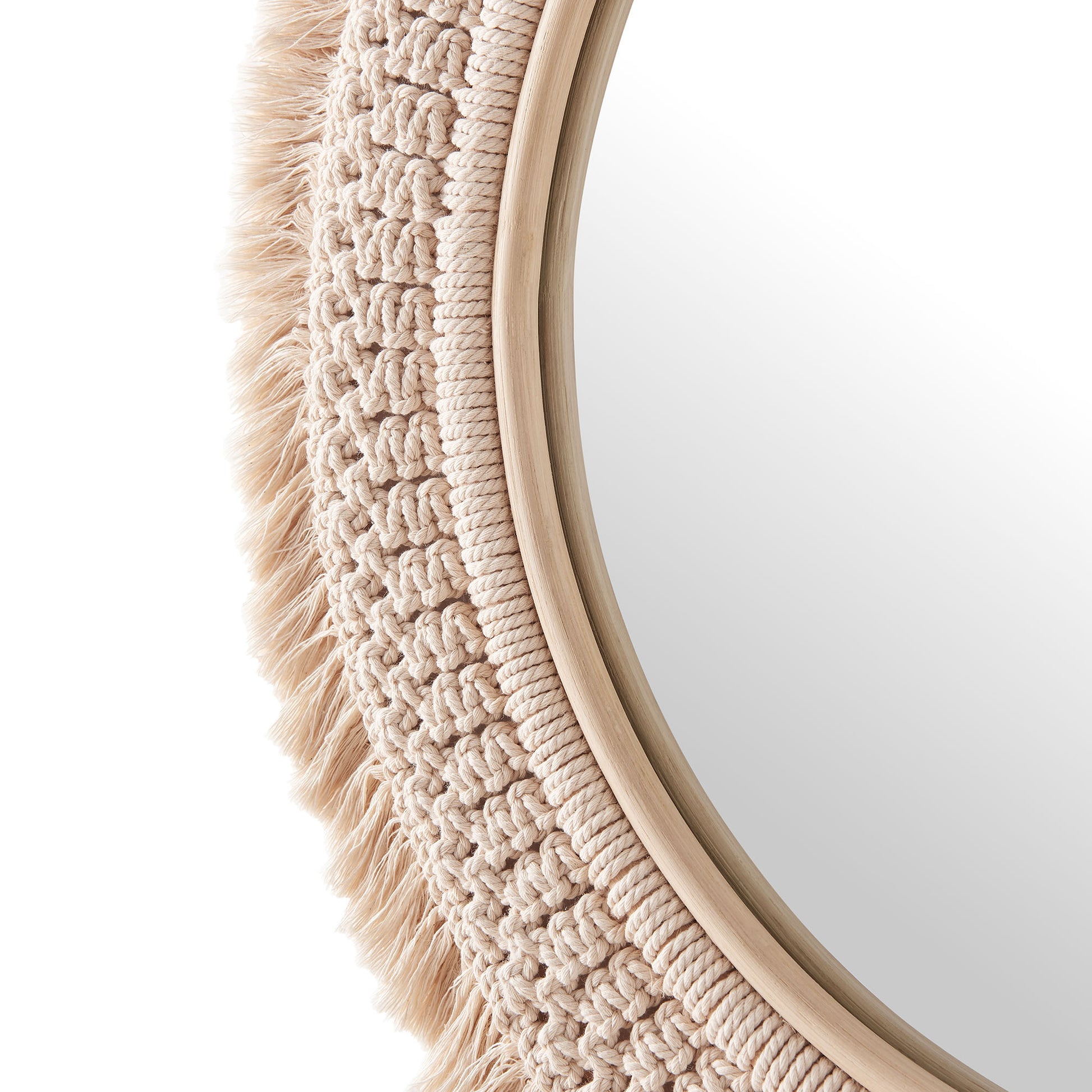 Jade Round Rattan Macrame Wall Mirror by Modway - Best Buy Furniture