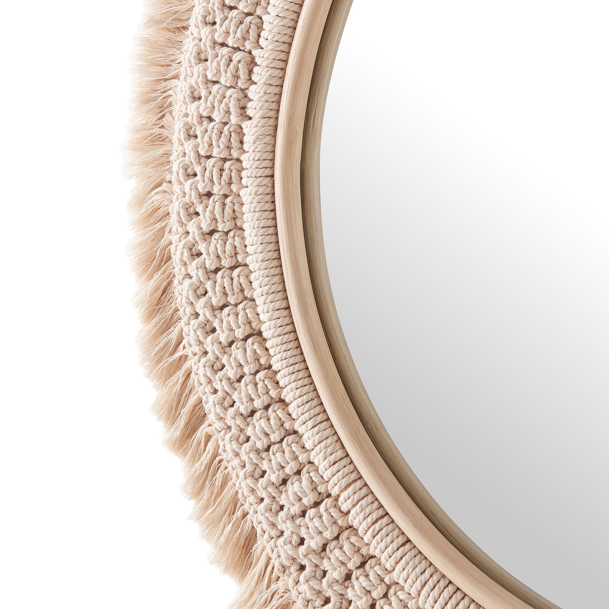 Jade Round Rattan Macrame Wall Mirror by Modway - Best Buy Furniture