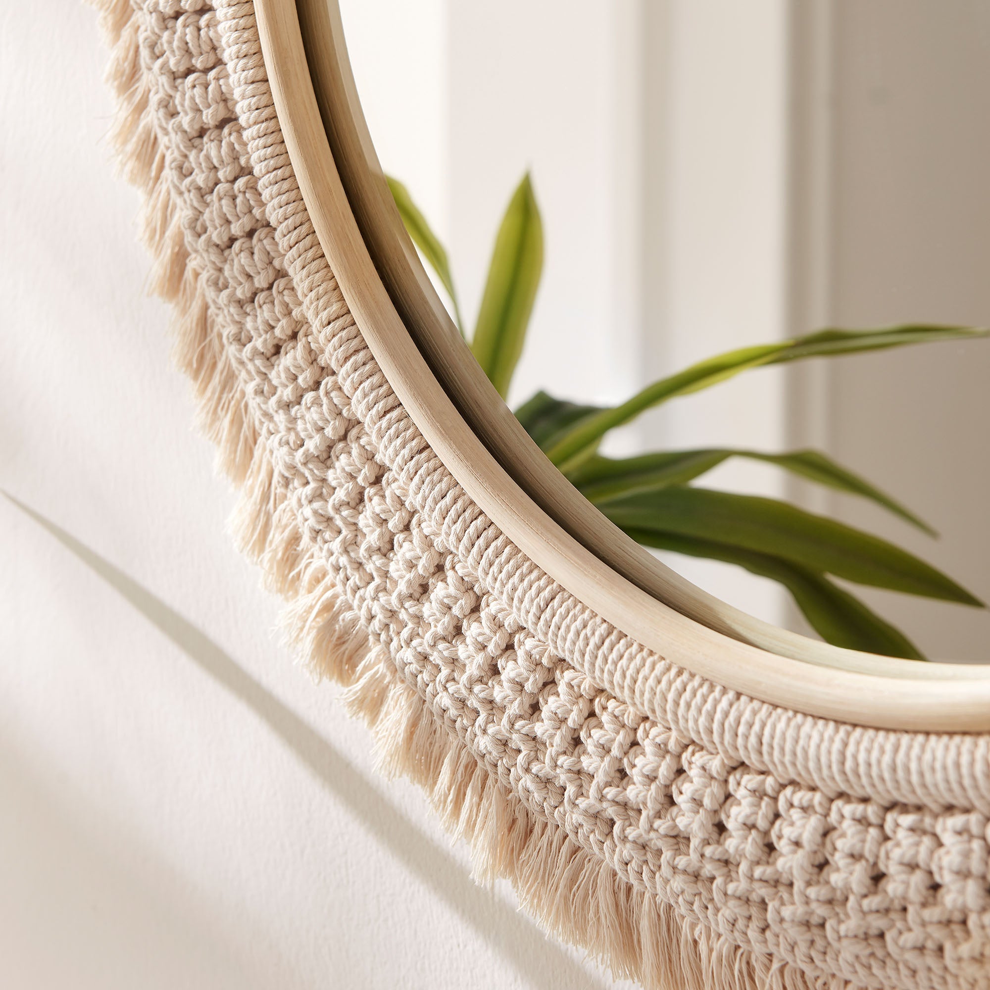 Jade Round Rattan Macrame Wall Mirror by Modway - Best Buy Furniture