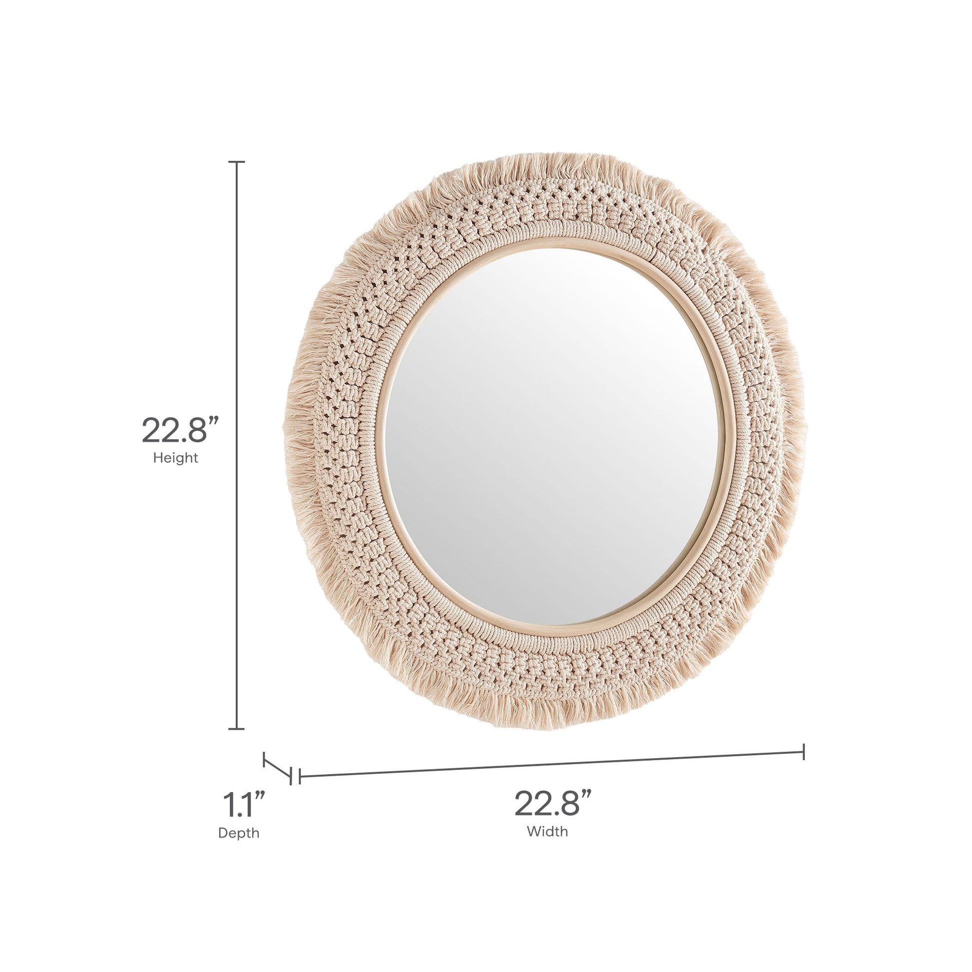 Jade Round Rattan Macrame Wall Mirror by Modway - Best Buy Furniture