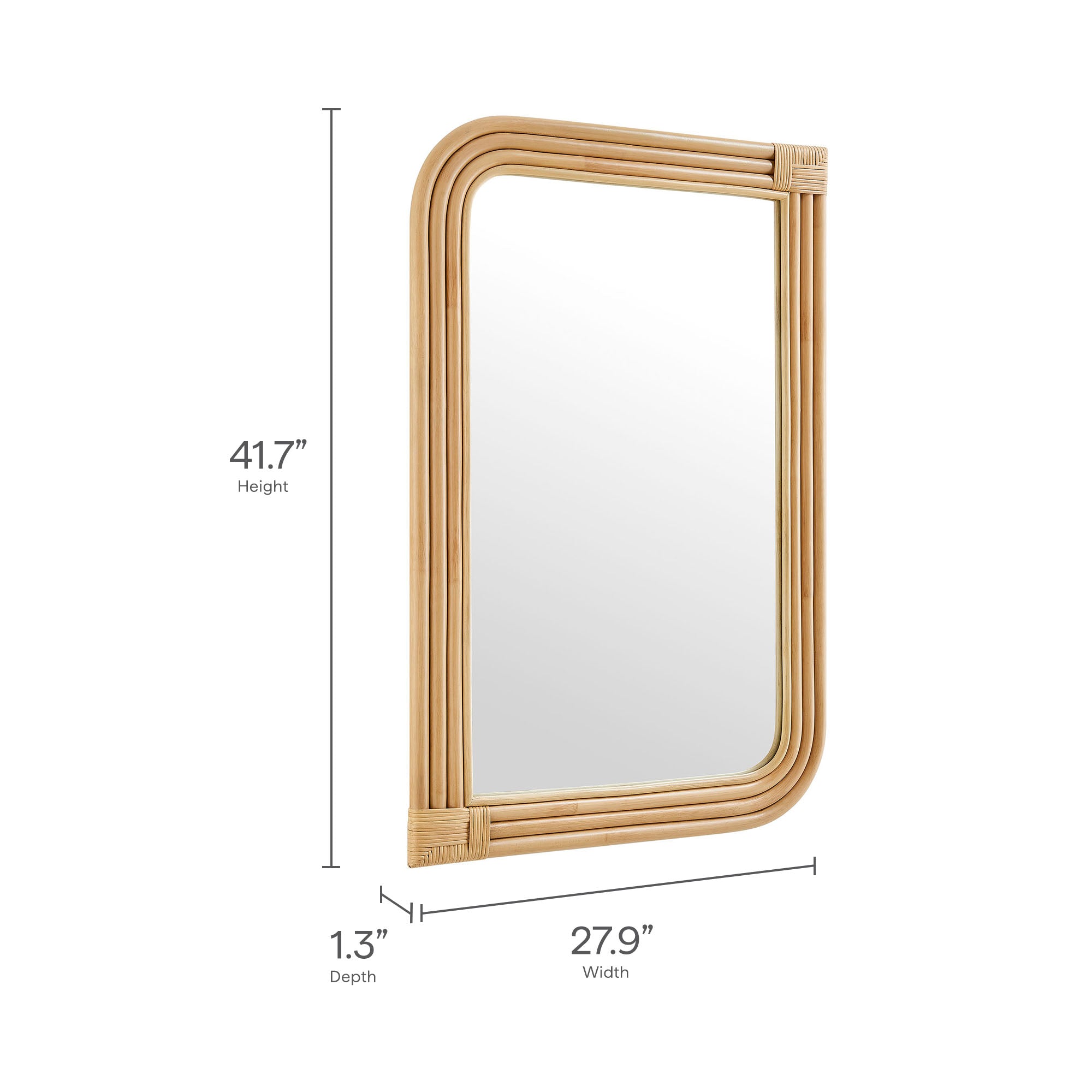 Corsica Curved Rectangle Rattan Wall Mirror by Modway