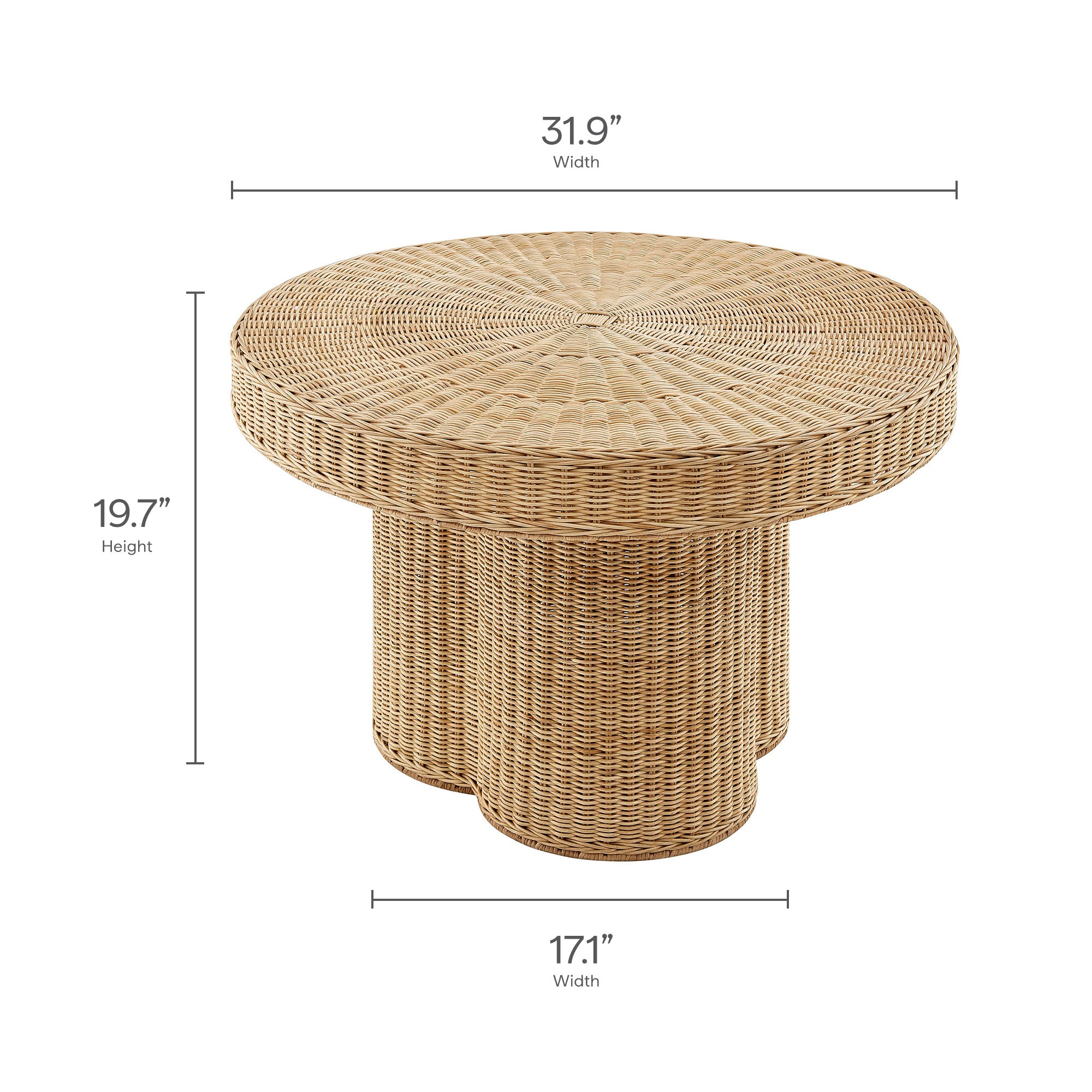 Ainsley 32 Inch Round Natural Rattan Coffee Table by Modway