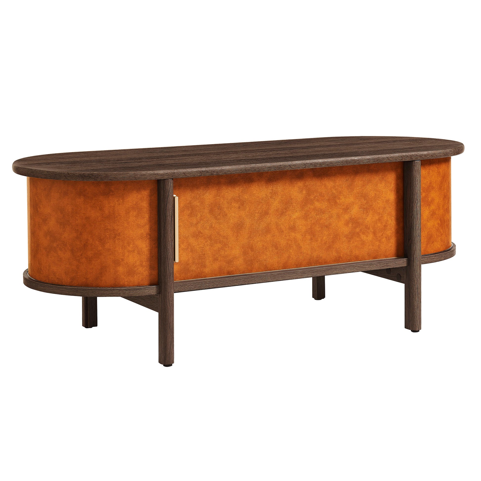 Coralie Curved Vegan Leather Oval Coffee Table by Modway - Best Buy Furniture