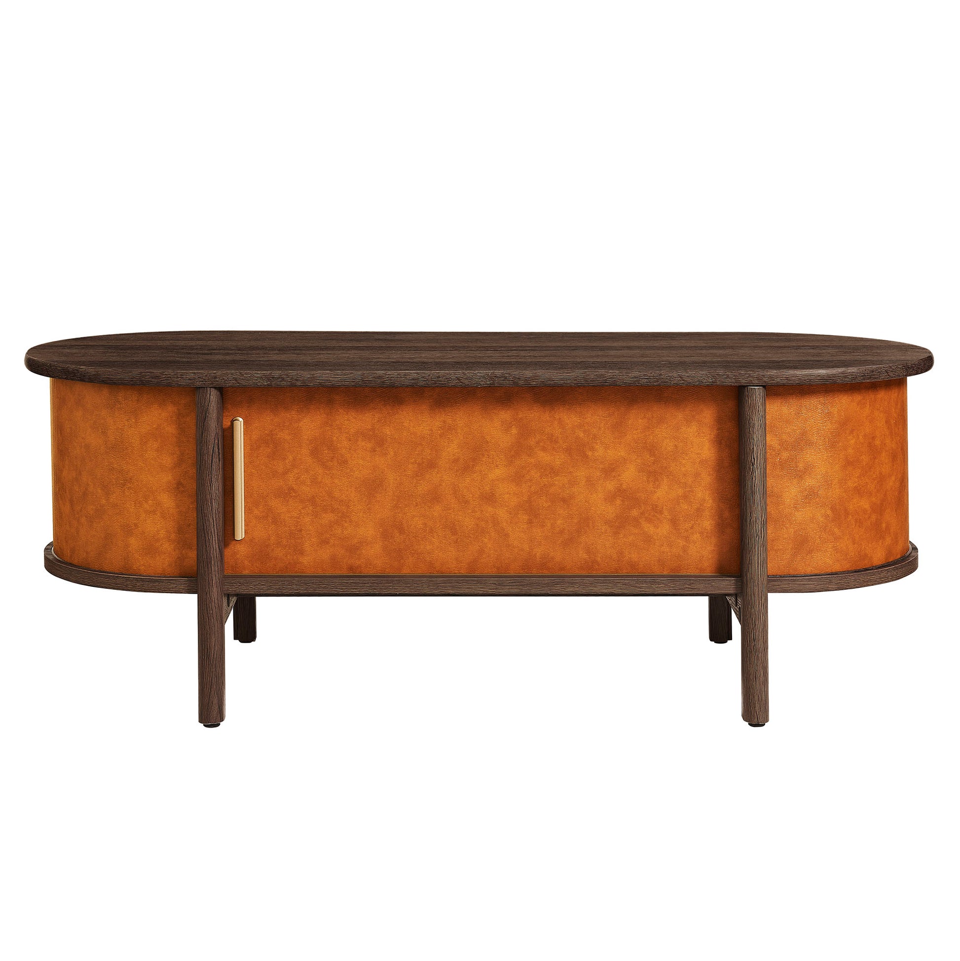 Coralie Curved Vegan Leather Oval Coffee Table by Modway - Best Buy Furniture