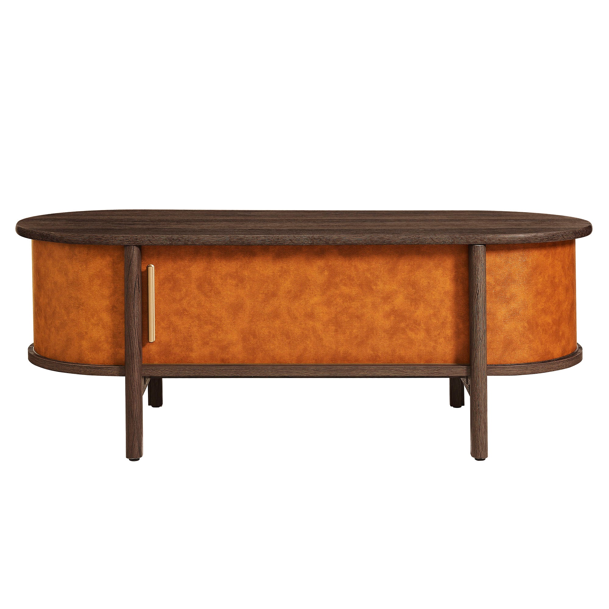 Coralie Curved Vegan Leather Oval Coffee Table by Modway - Best Buy Furniture