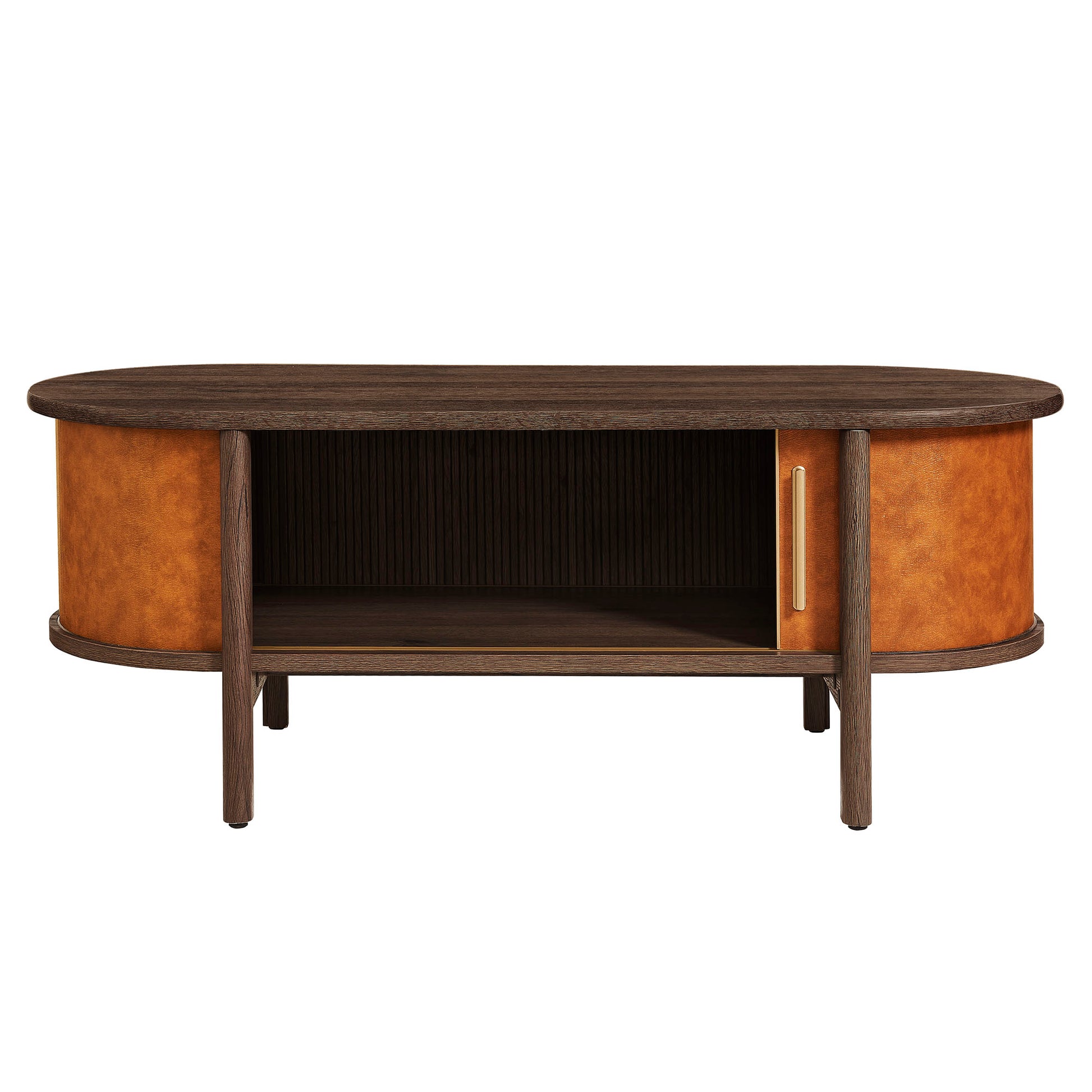 Coralie Curved Vegan Leather Oval Coffee Table by Modway - Best Buy Furniture