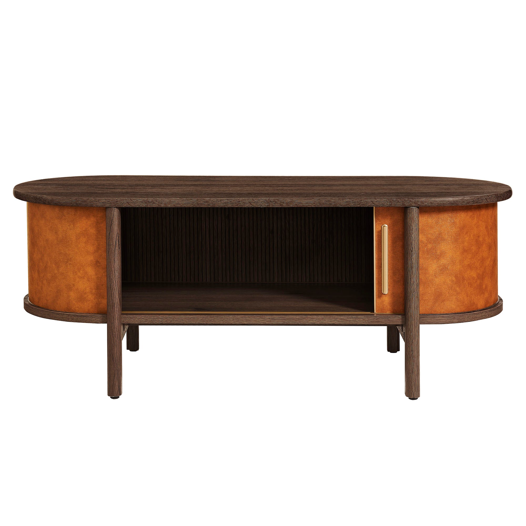 Coralie Curved Vegan Leather Oval Coffee Table by Modway - Best Buy Furniture