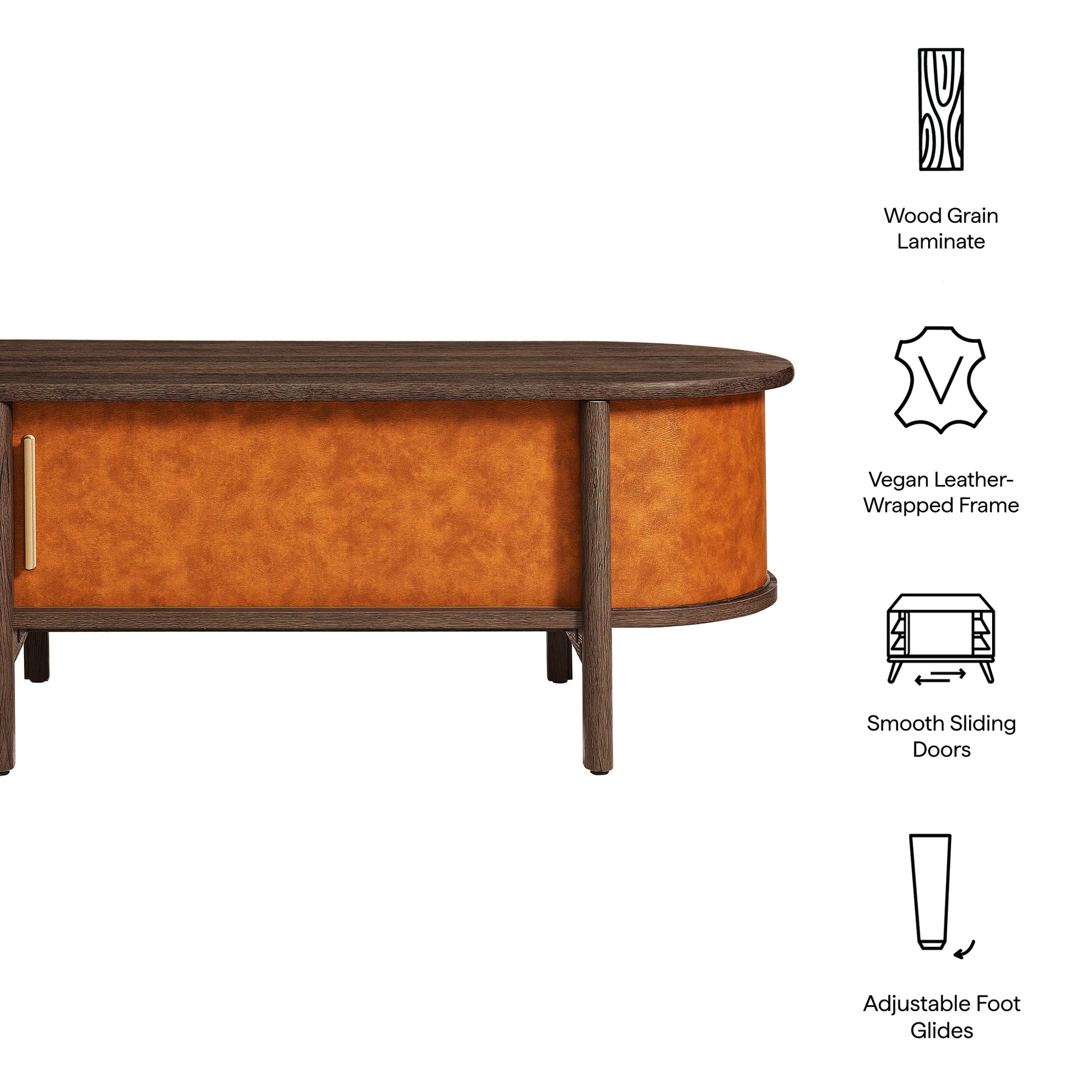 Coralie Curved Vegan Leather Oval Coffee Table by Modway - Best Buy Furniture