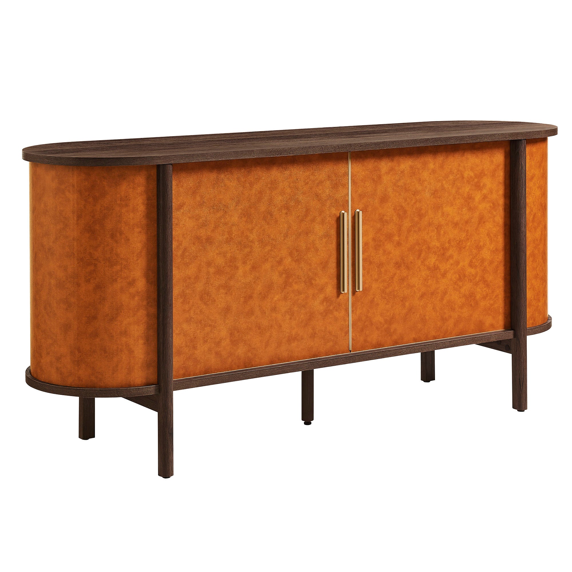 Coralie Curved Vegan Leather Oval Sideboard by Modway