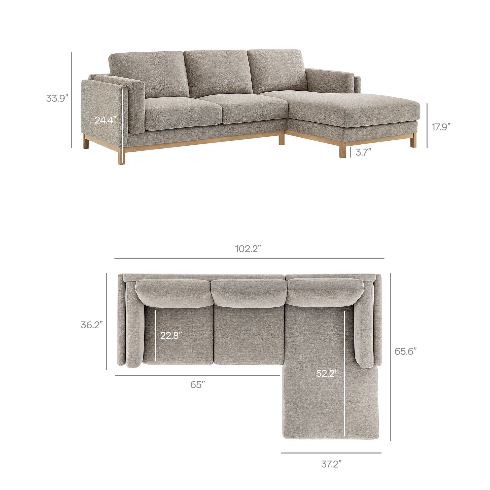 Roscoe Right-Facing Fabric Sectional Sofa with Chaise by Modway - Best Buy Furniture