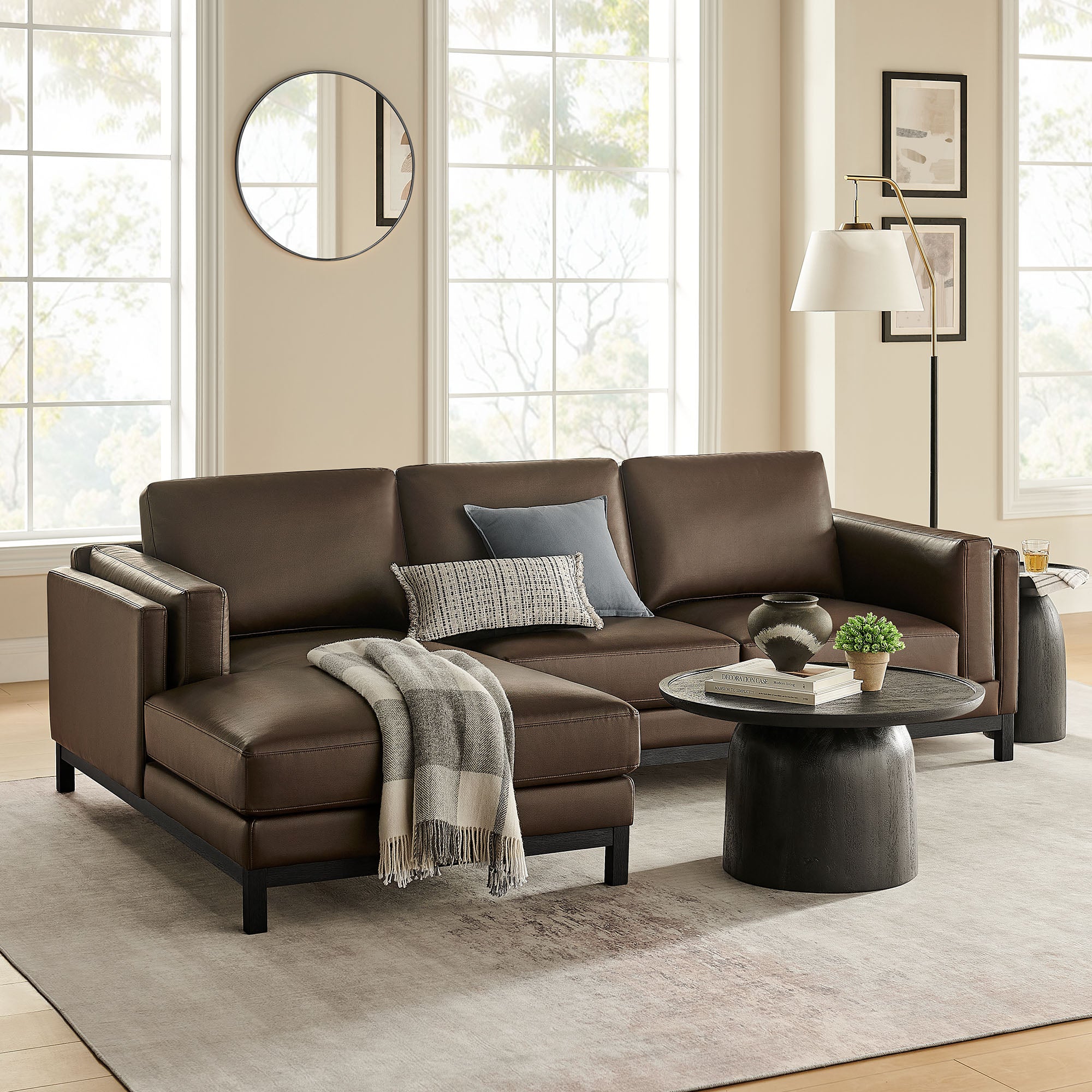 Roscoe Left-Facing Vegan Leather Sectional Sofa with Chaise by Modway - Best Buy Furniture