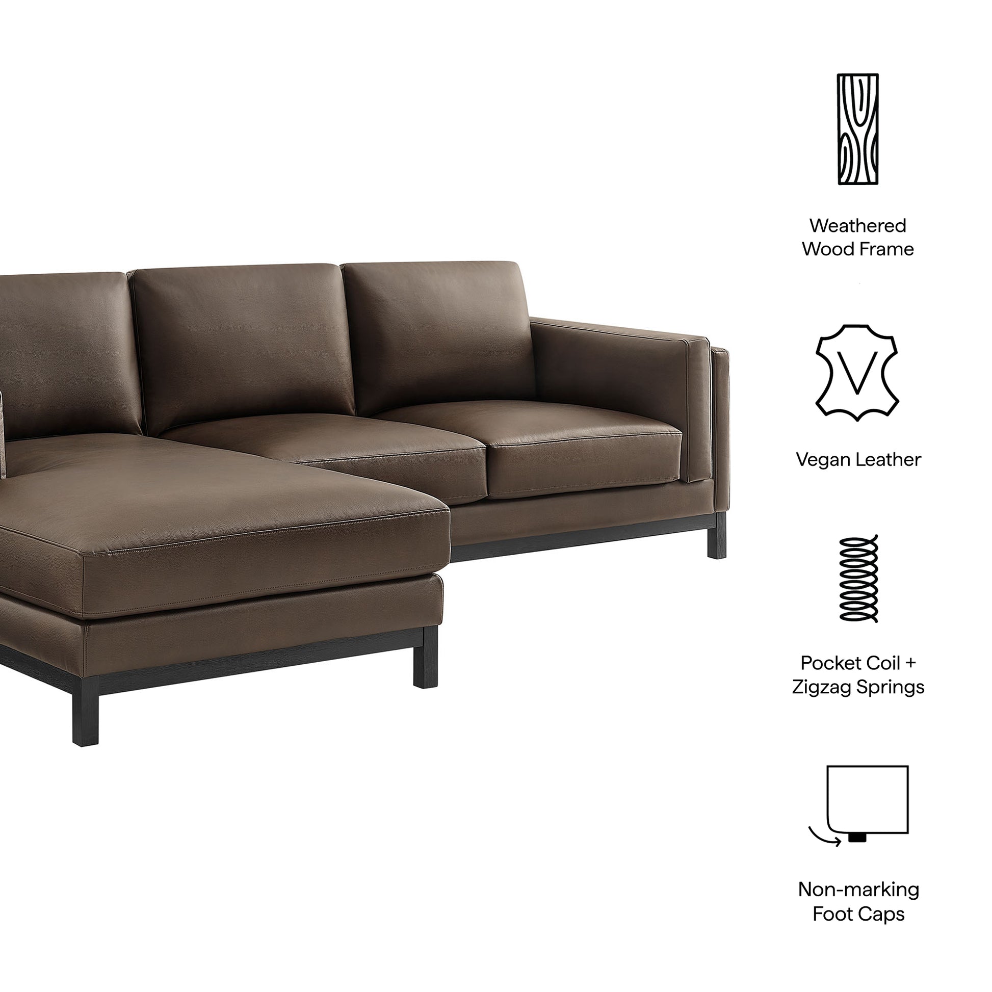 Roscoe Left-Facing Vegan Leather Sectional Sofa with Chaise by Modway - Best Buy Furniture