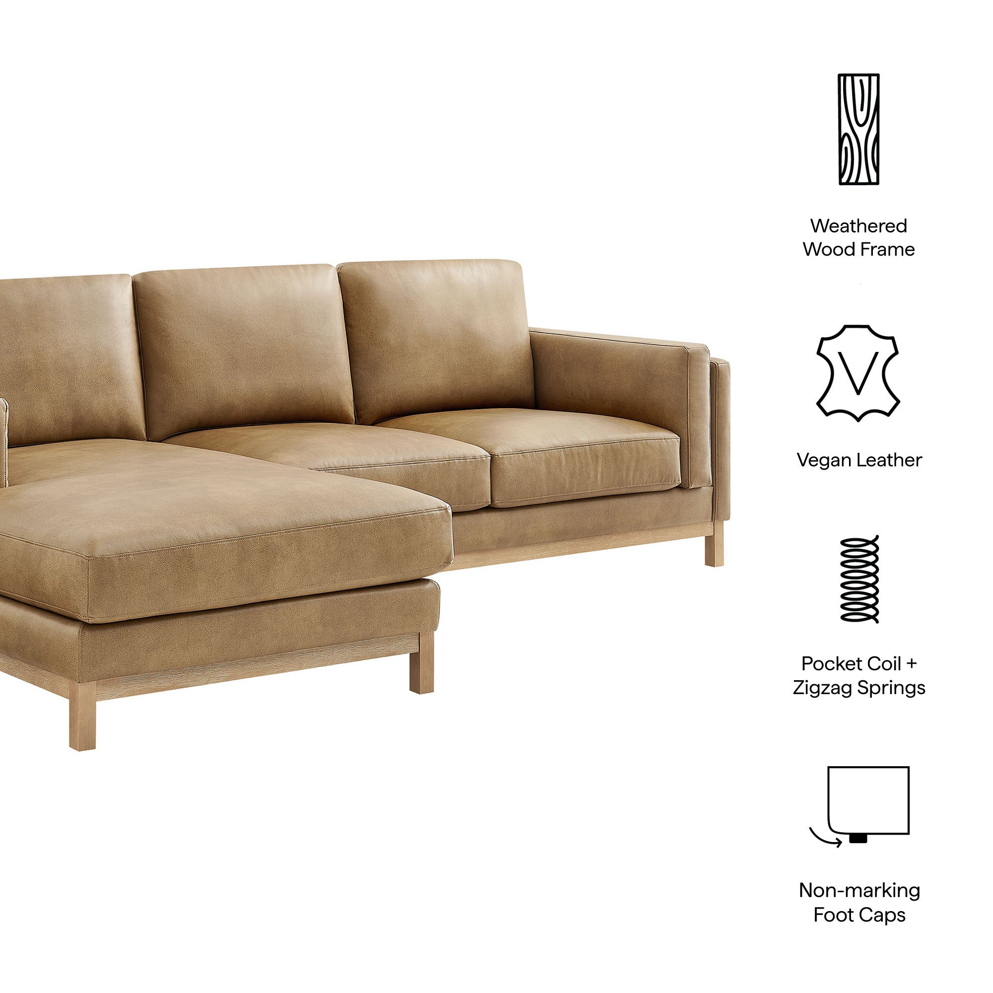 Roscoe Left-Facing Vegan Leather Sectional Sofa with Chaise by Modway