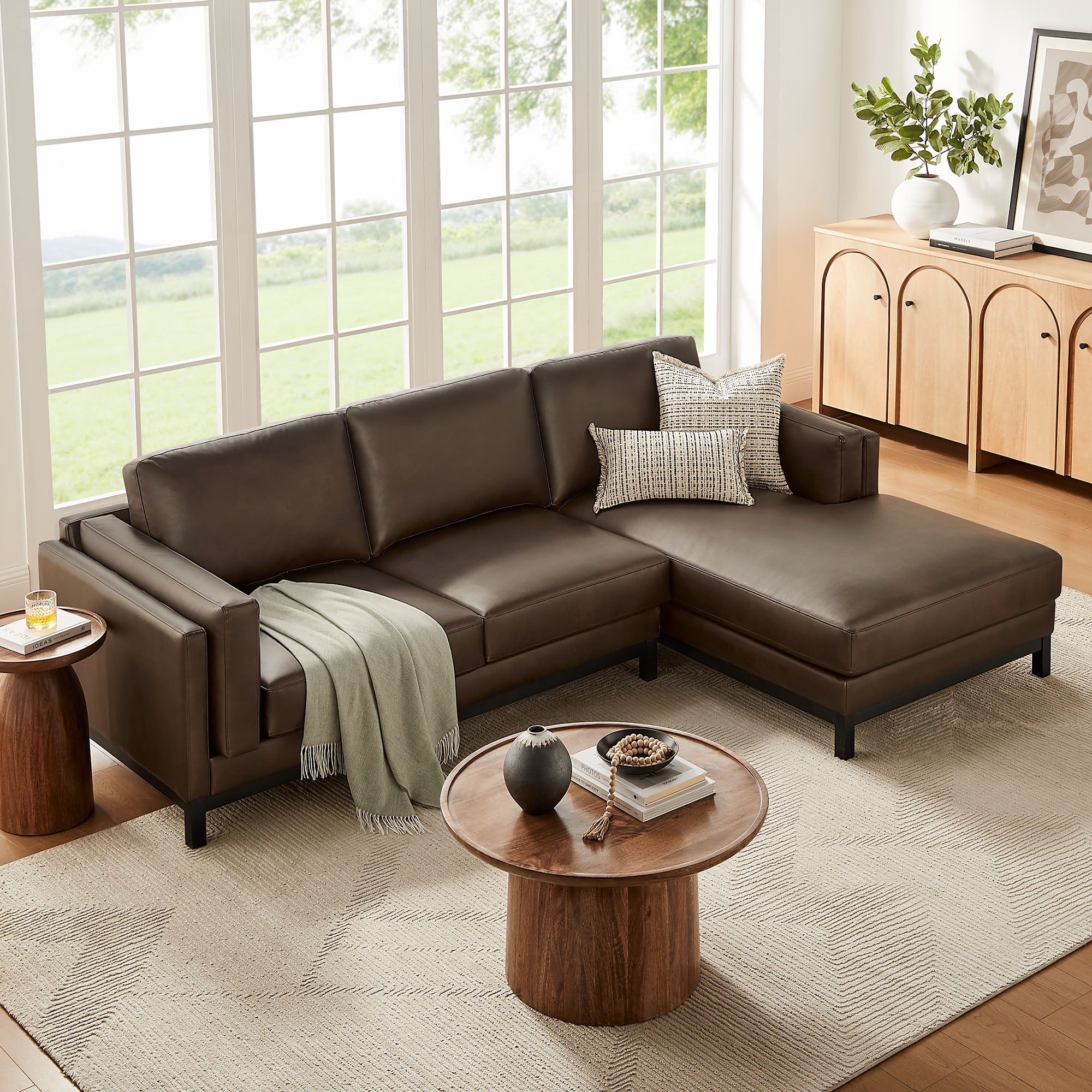Roscoe Right-Facing Vegan Leather Sectional Sofa with Chaise by Modway - Best Buy Furniture