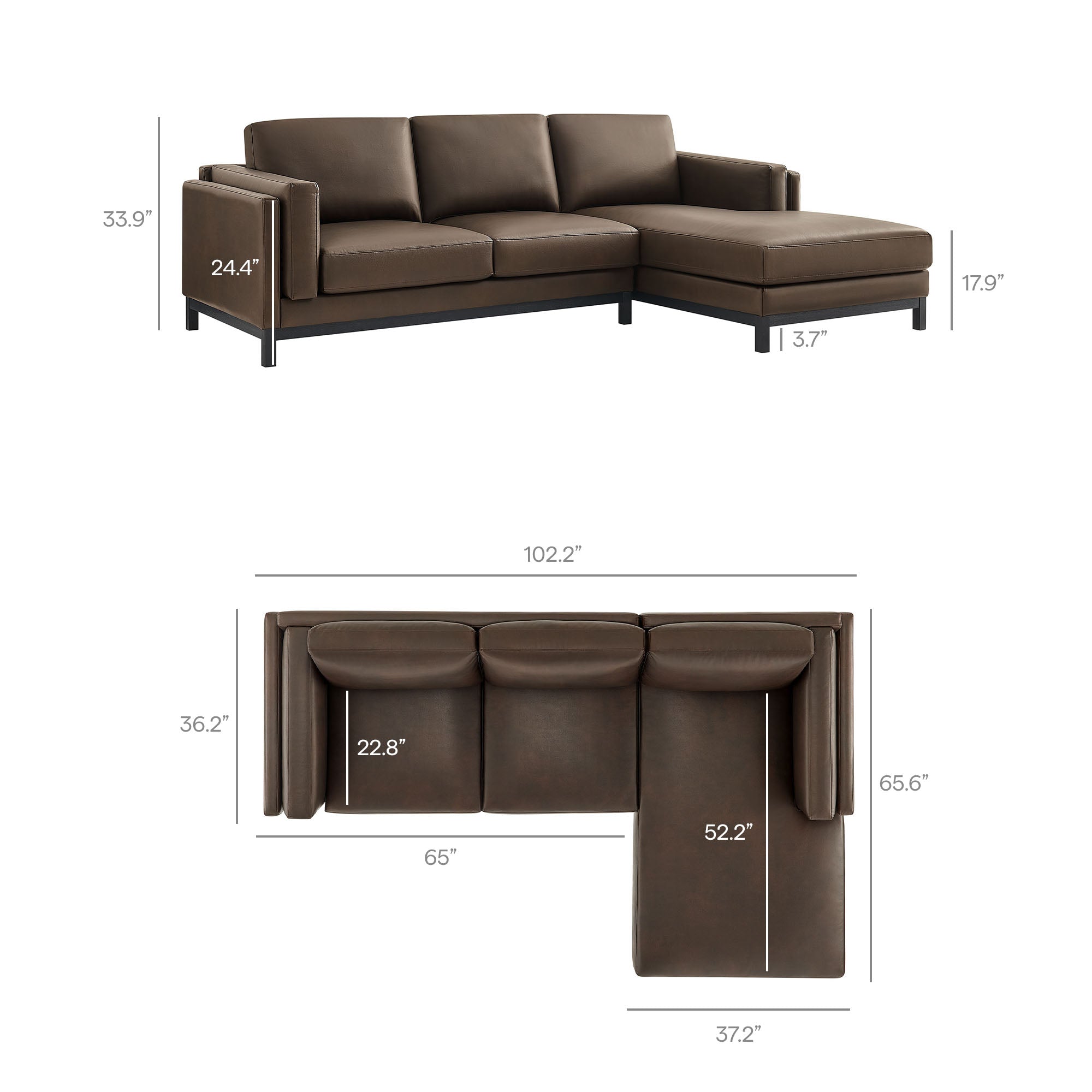 Roscoe Right-Facing Vegan Leather Sectional Sofa with Chaise by Modway - Best Buy Furniture