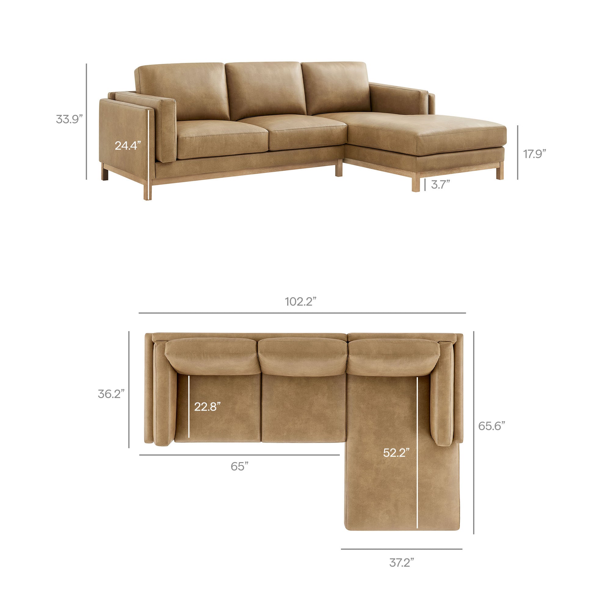 Roscoe Right-Facing Vegan Leather Sectional Sofa with Chaise by Modway - Best Buy Furniture
