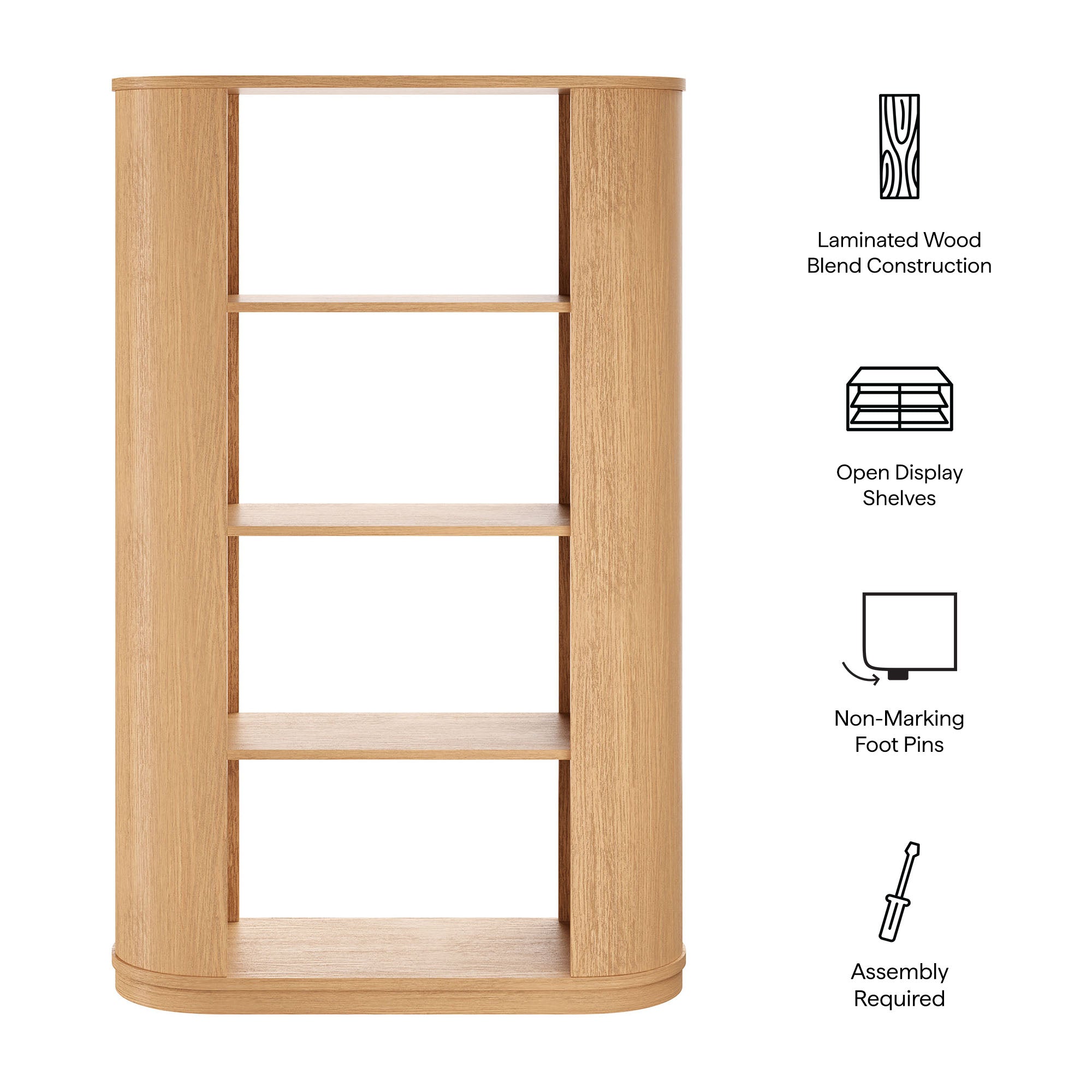 Aspect 74 Inch Curved 4 Tier Bookshelf by Modway