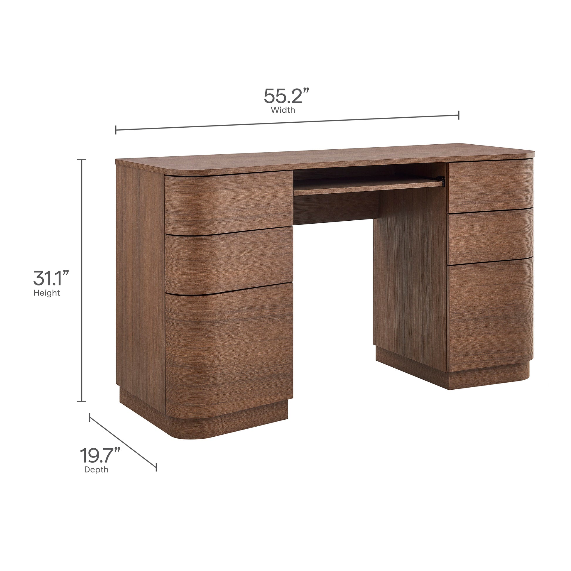 Mirae 55" 6-Drawer Curved Office Desk by Modway - Best Buy Furniture