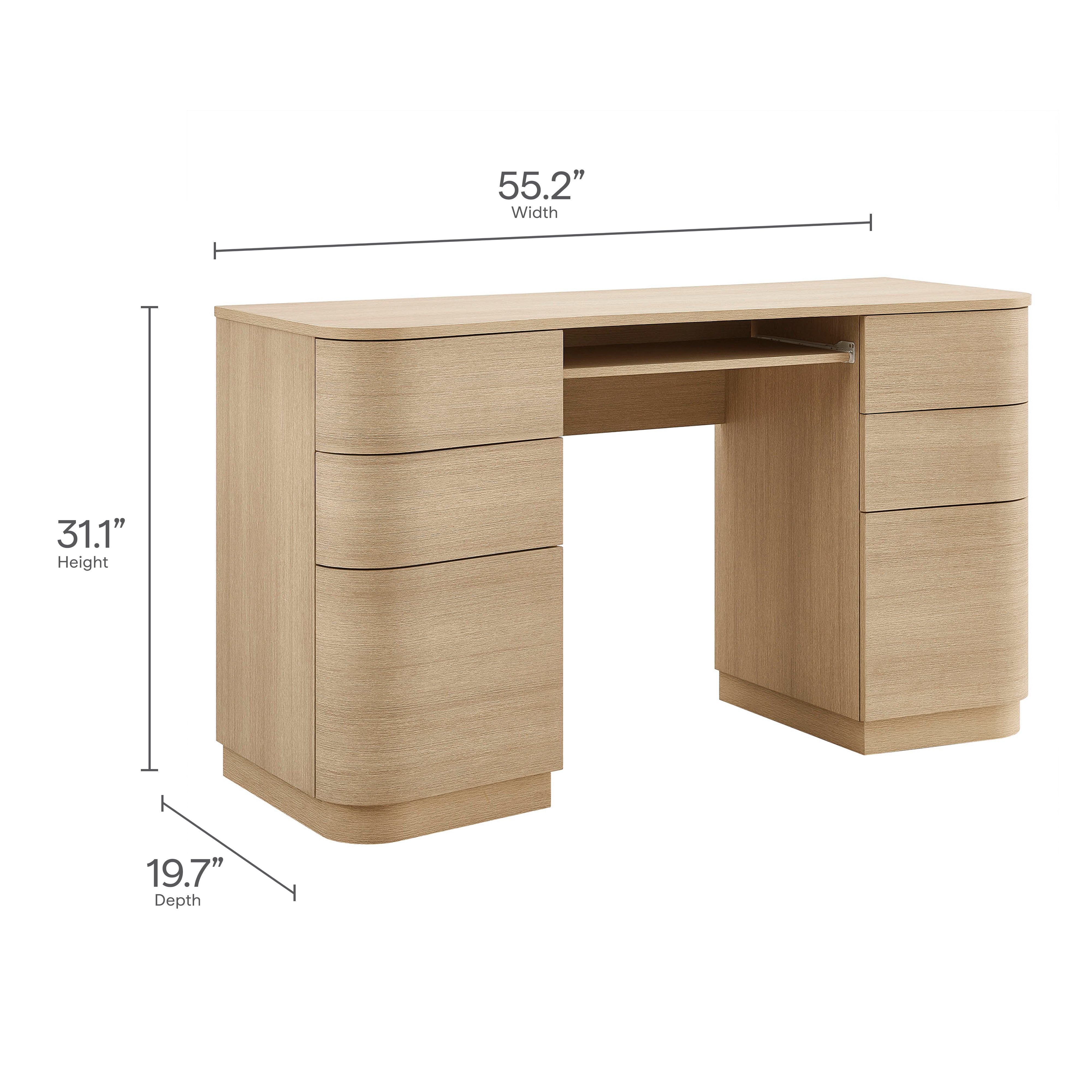 Mirae 55" 6-Drawer Curved Office Desk by Modway - Best Buy Furniture
