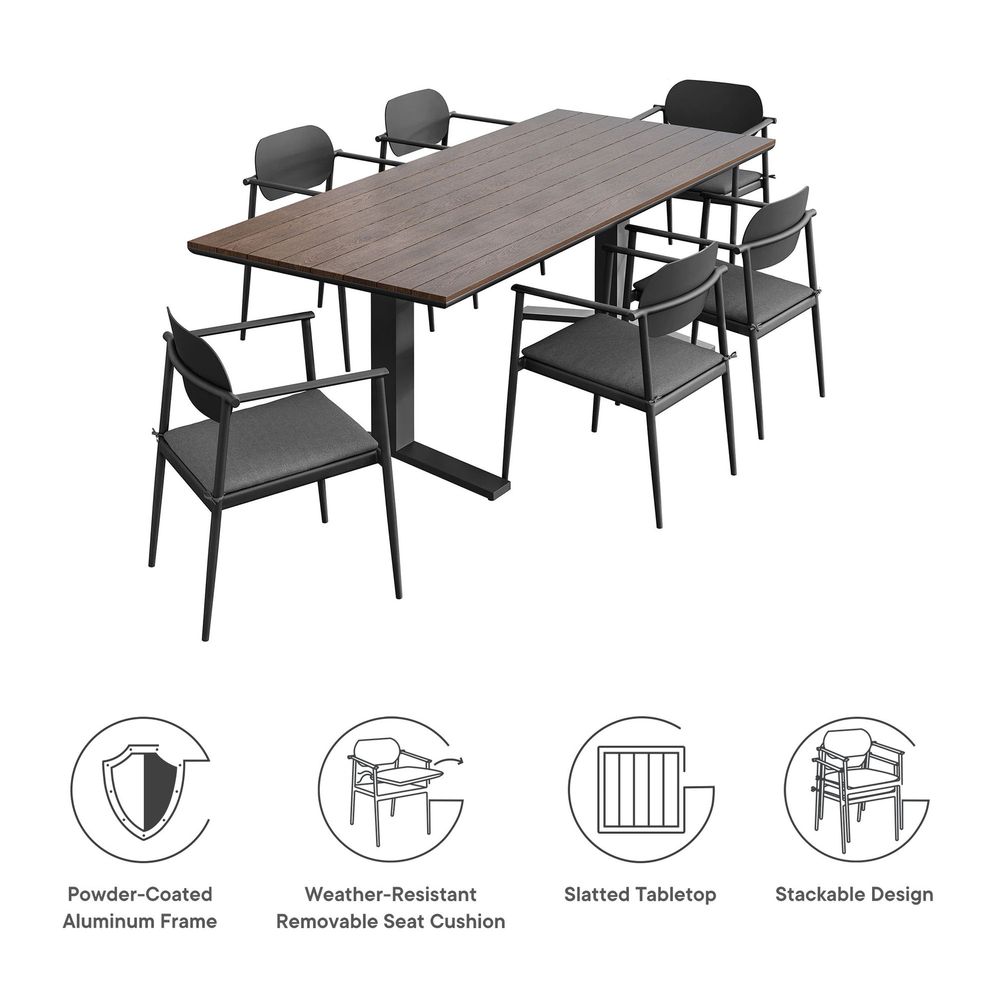 Aeris 7-Piece Outdoor Patio Aluminum Dining Set by Modway - Best Buy Furniture