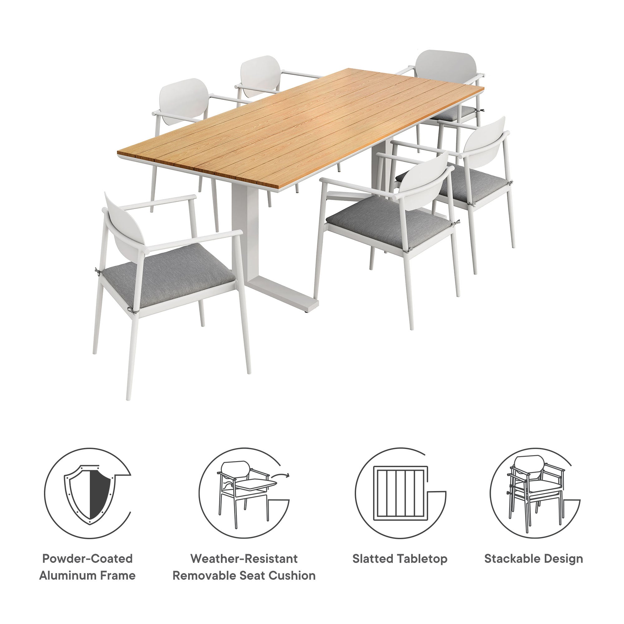 Aeris 7-Piece Outdoor Patio Aluminum Dining Set by Modway - Best Buy Furniture