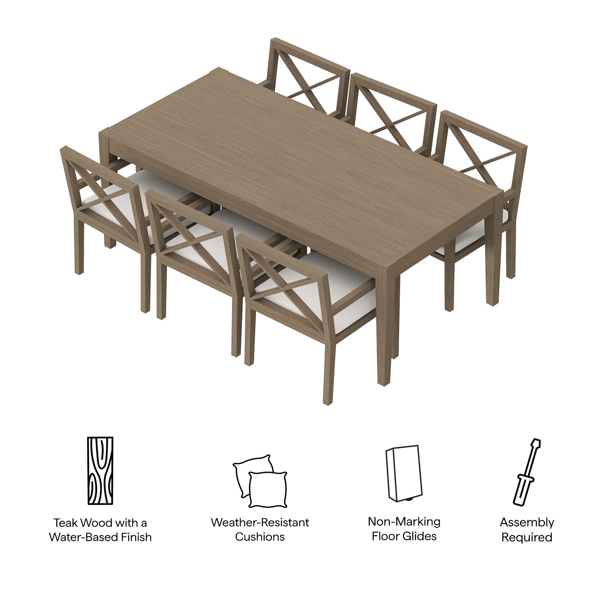 Northlake 7-Piece Outdoor Patio Teak Wood Dining Set by Modway