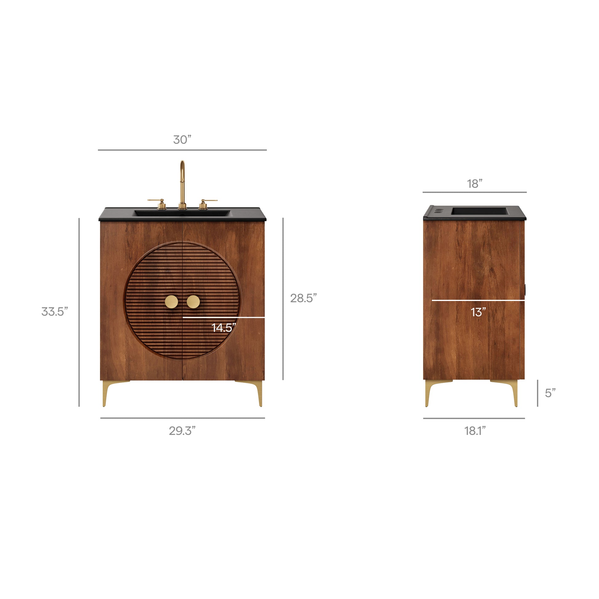 Vernon 30" Fluted Wood Vanity Cabinet With Sink by Modway - Best Buy Furniture