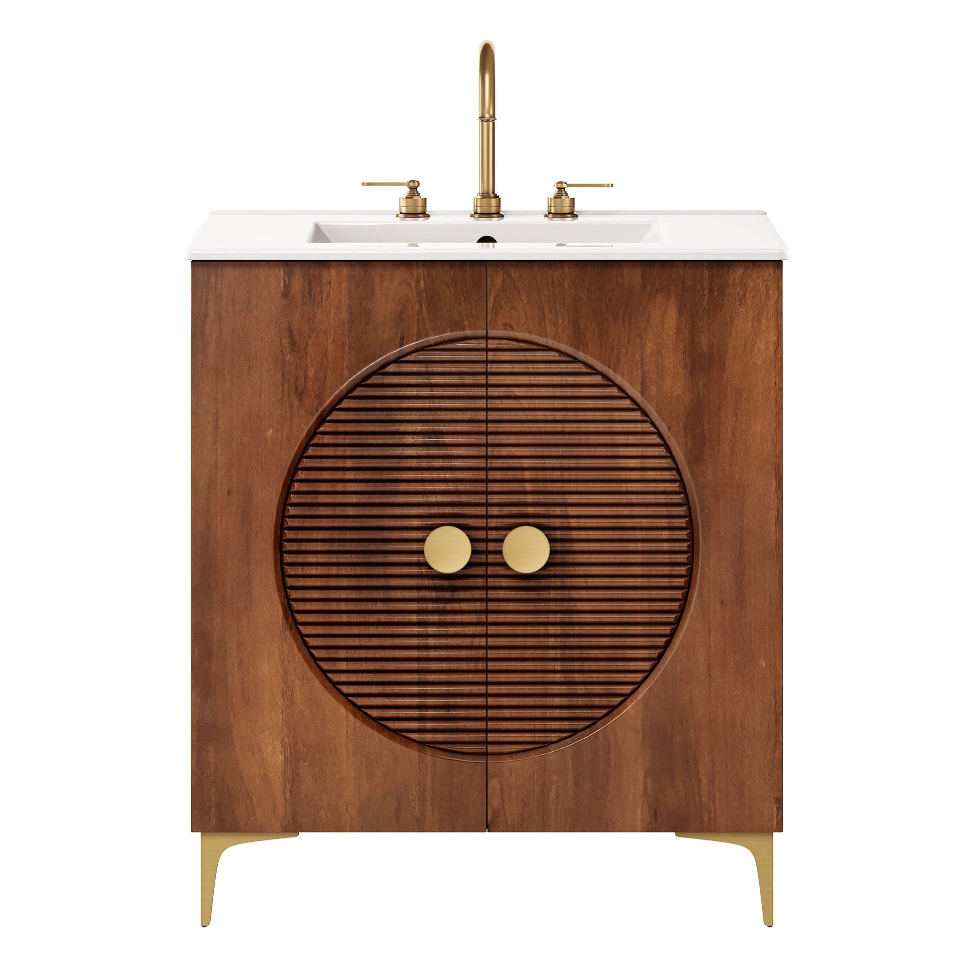 Vernon 30" Fluted Wood Vanity Cabinet With Sink by Modway - Best Buy Furniture