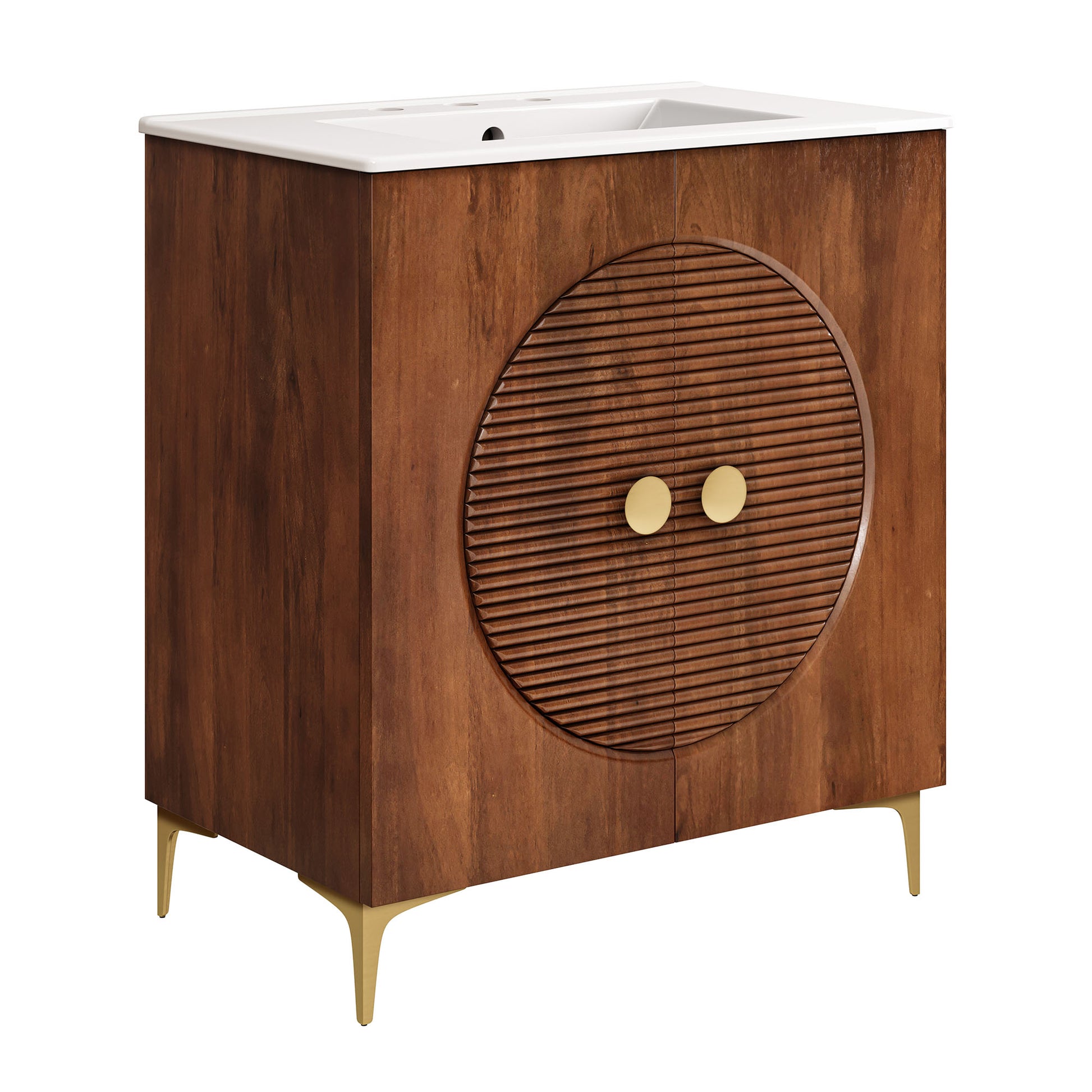 Vernon 30" Fluted Wood Vanity Cabinet With Sink by Modway - Best Buy Furniture