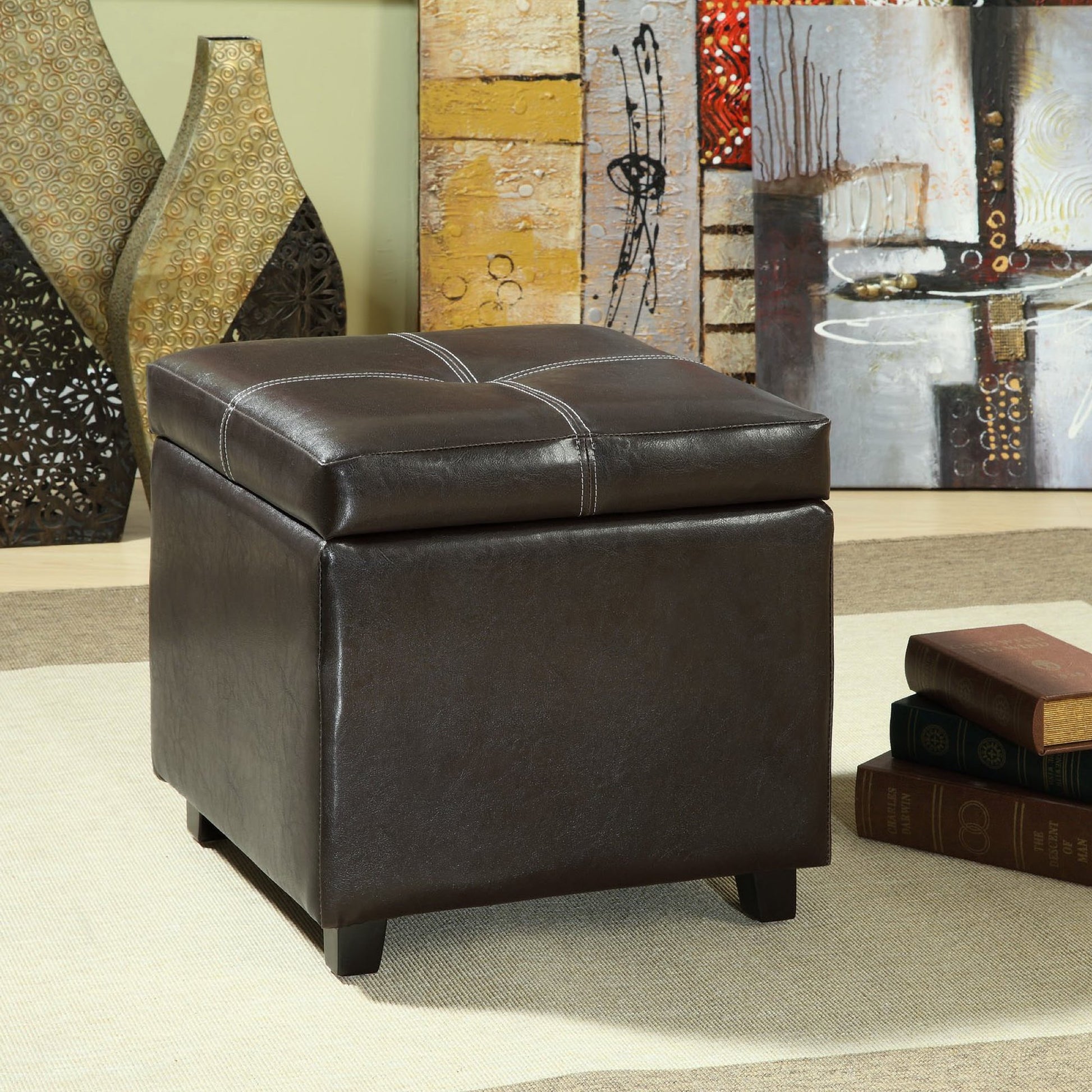 Treasure Upholstered Vinyl Ottoman by Modway - Best Buy Furniture