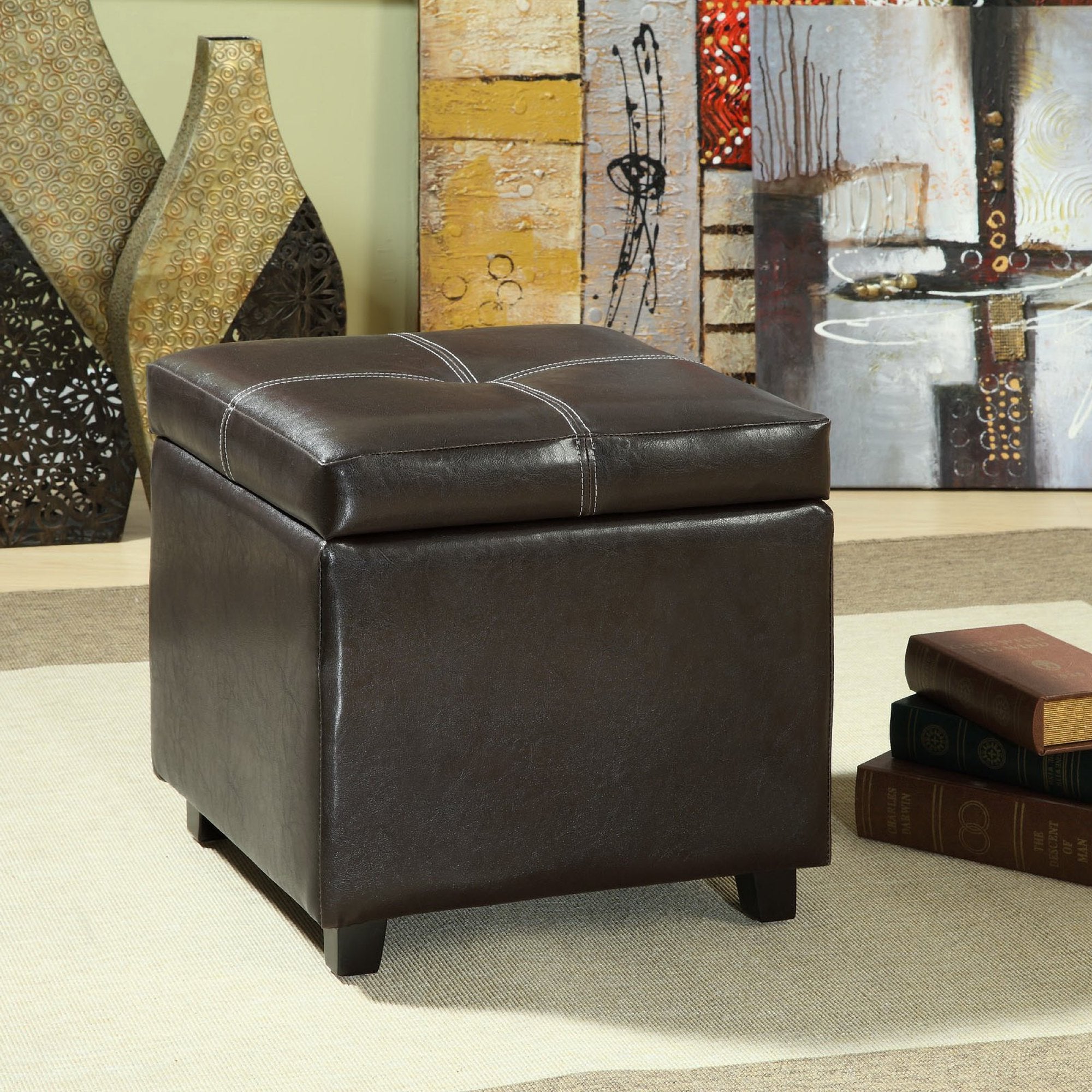 Treasure Upholstered Vinyl Ottoman by Modway - Best Buy Furniture