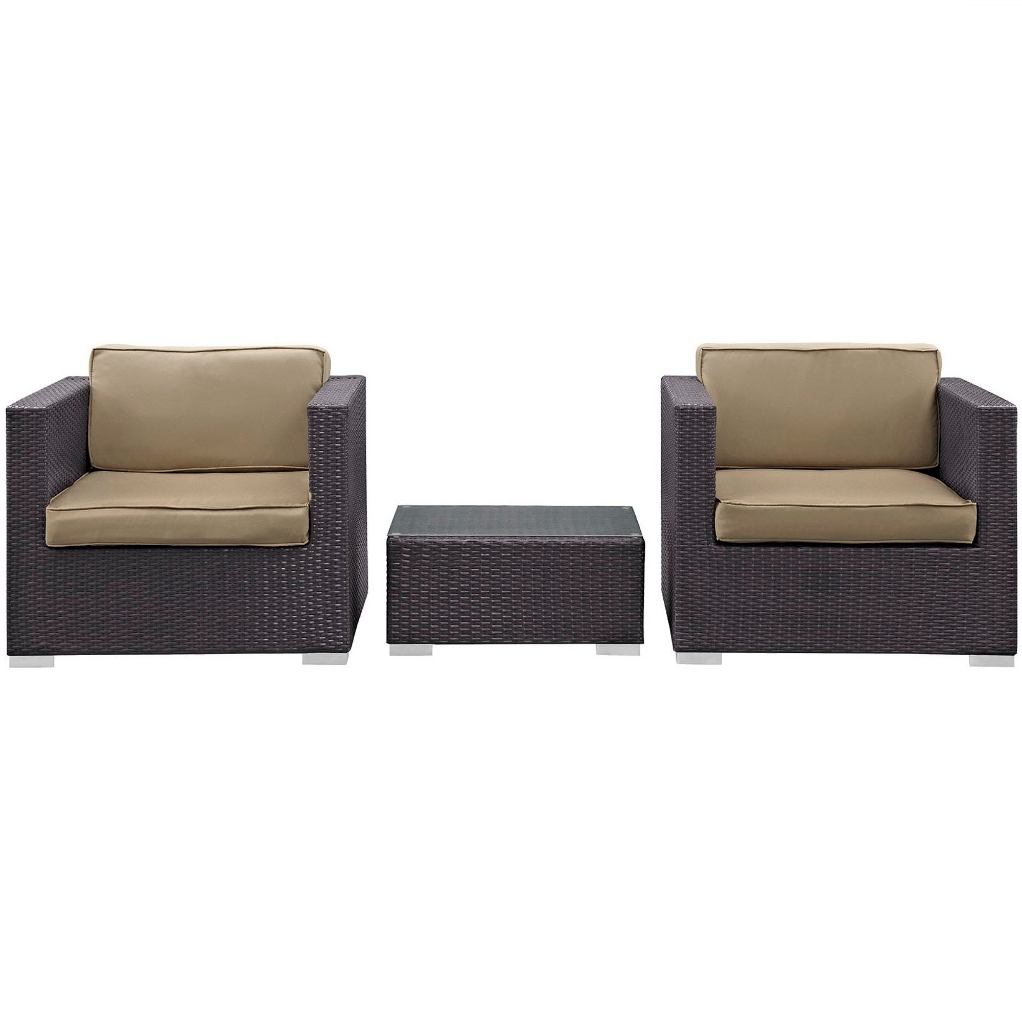 Burrow 3 Piece Outdoor Patio Sofa Set by Modway