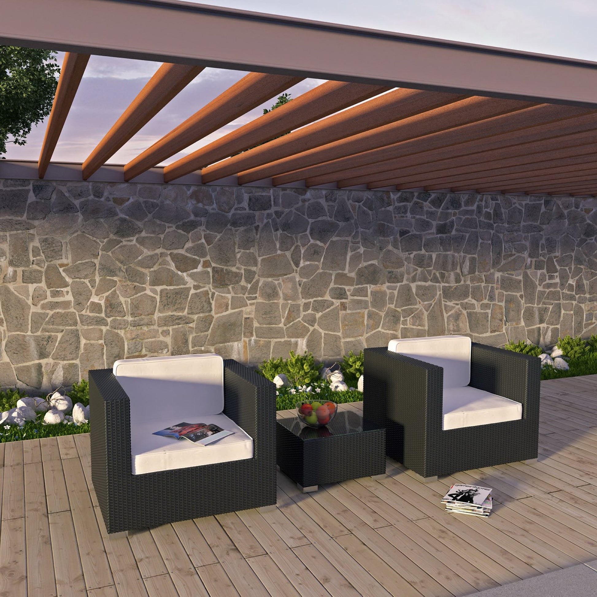 Burrow 3 Piece Outdoor Patio Sofa Set by Modway - Best Buy Furniture