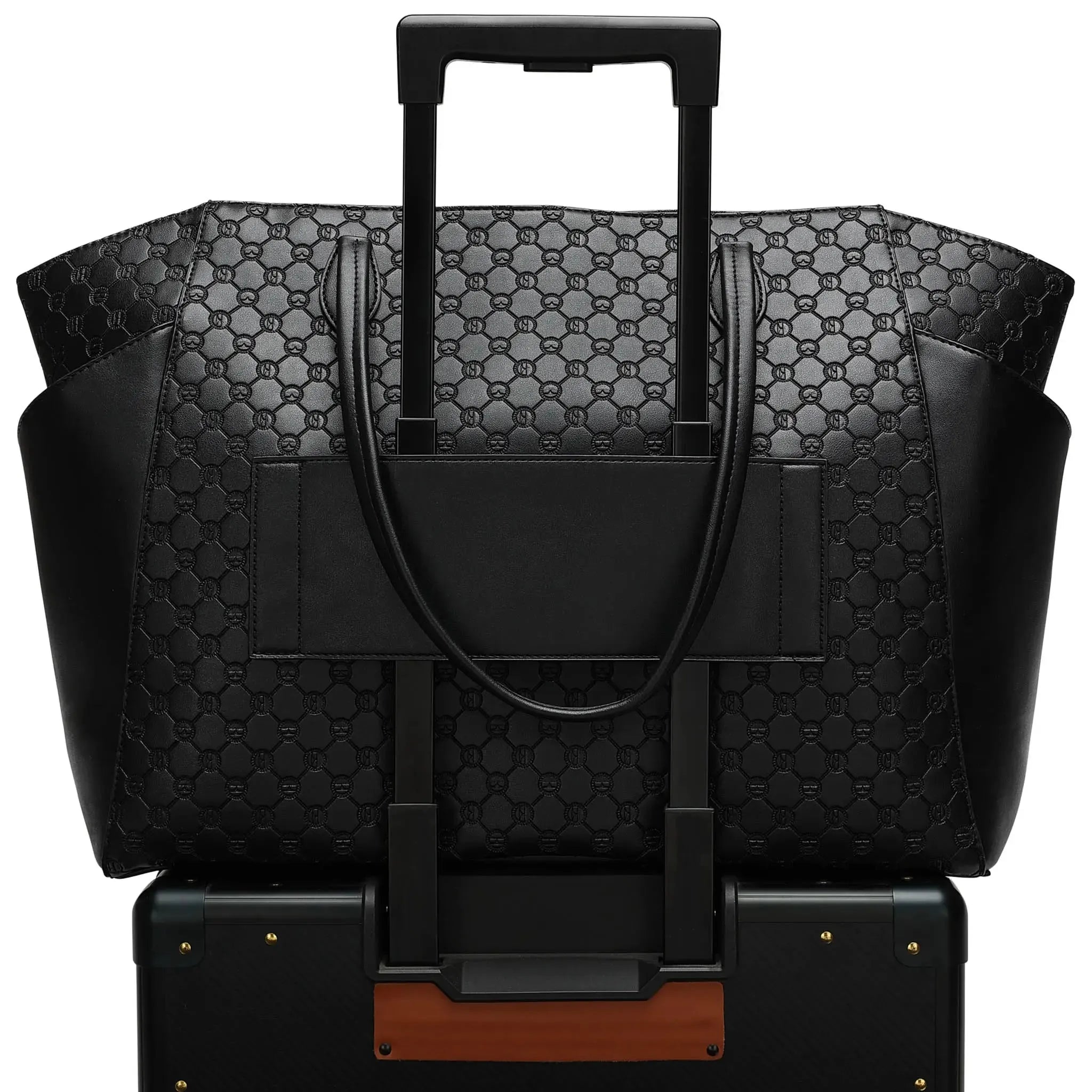 Compass 32L Vegan Leather Monogram Weekender Tote Bag