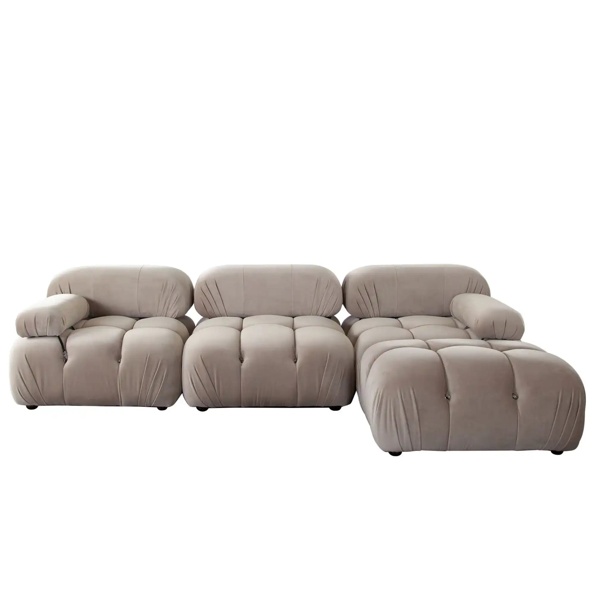 Paloma 4 Piece Reversible Sectional – Mink Tan Performance Velvet