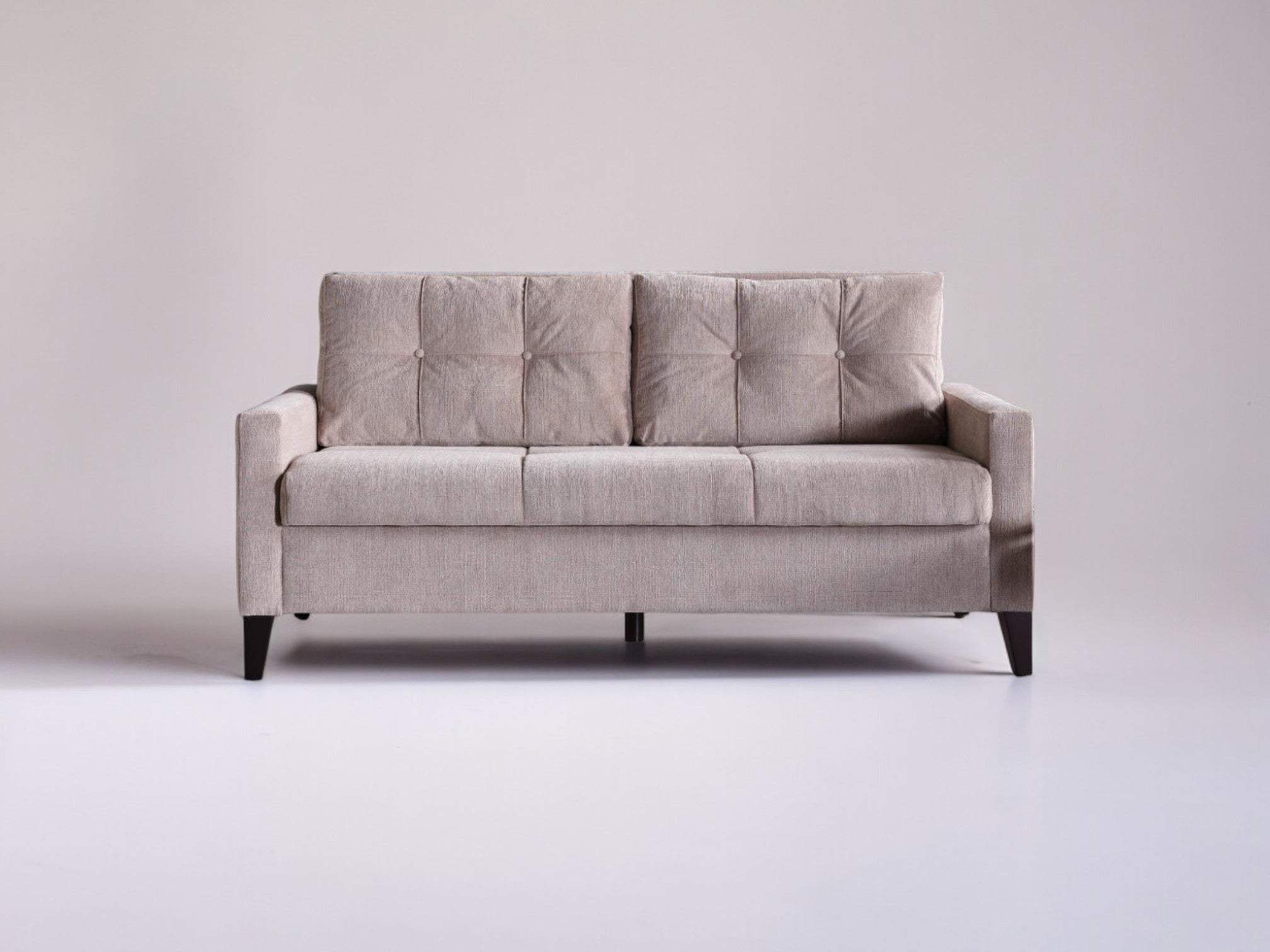 Stella sleeper loveseat with modern design in cream-gray