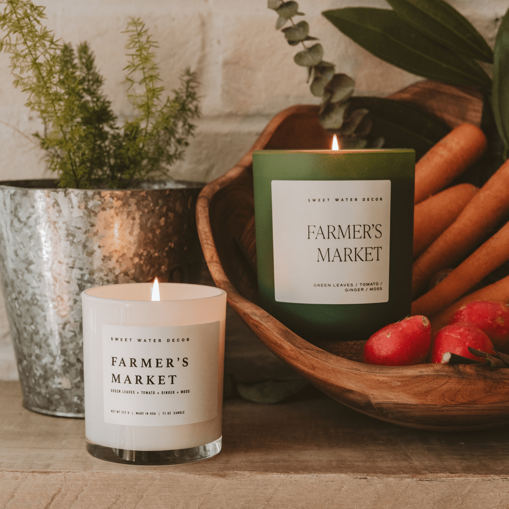 Farmers Market Soy Candle - Green Matte Jar - 15 oz