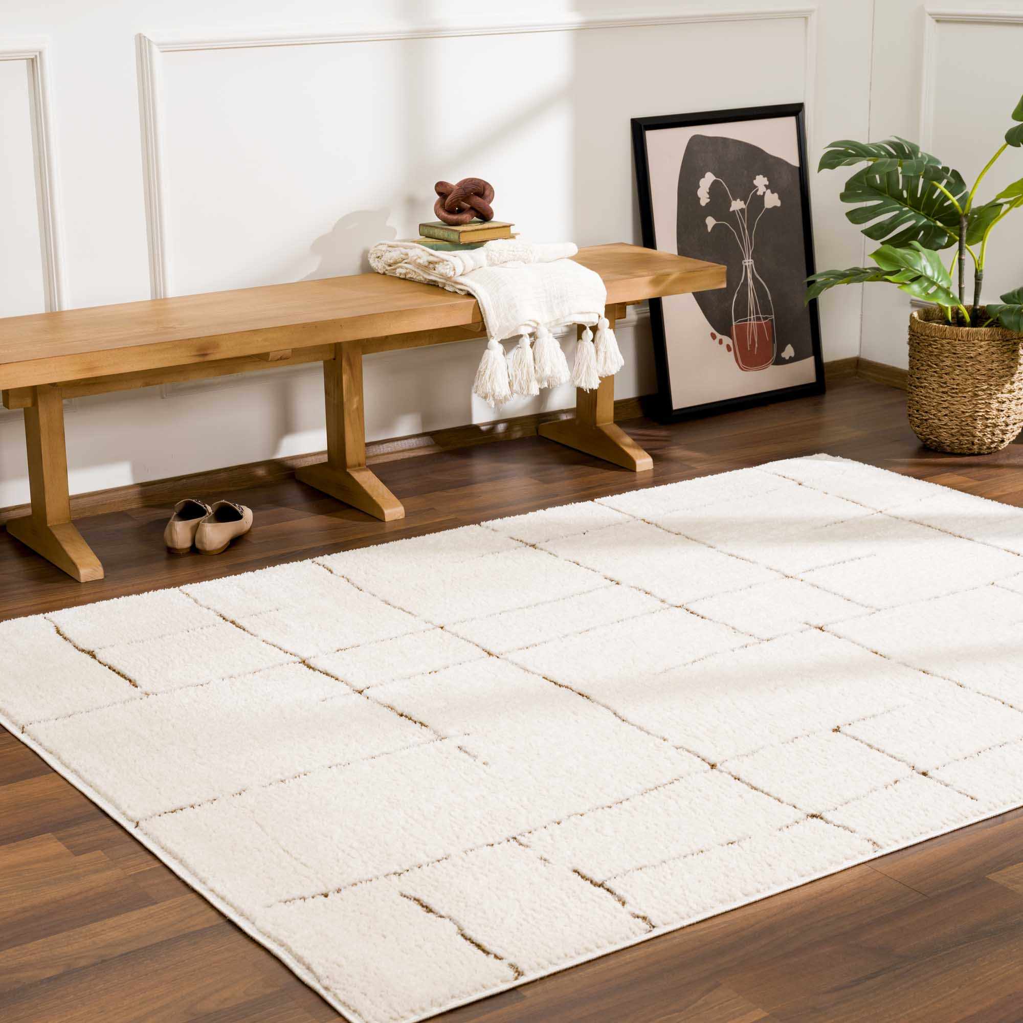 Koume Ivory & Brown Area Rug