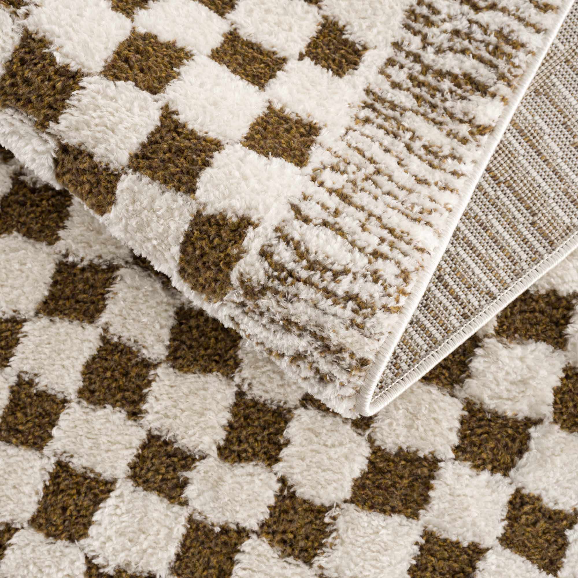 Leryn Brown Checkered Plush Rug