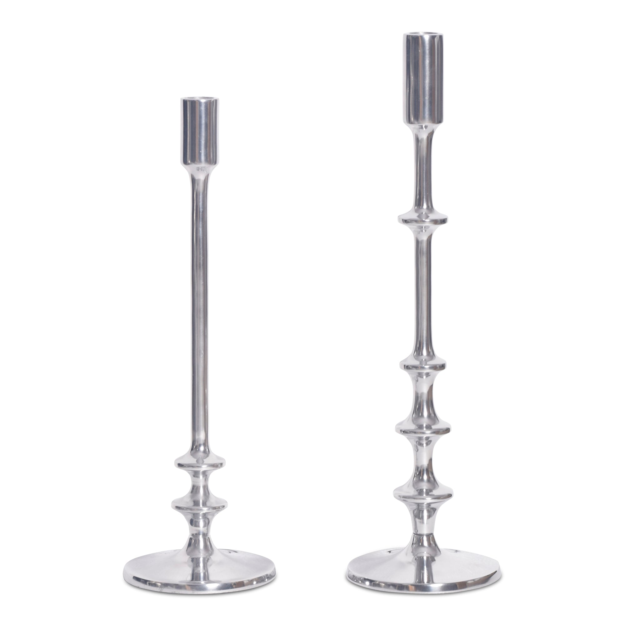 Irie Candle Holders-Set Of Two Silver - Moes Home